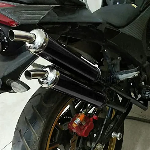 Tłumik wydechowy, tłumik wydechowy motocykla ze stali nierdzewnej Tłumik 20mm / 0,8 cala Motocyklowy tłumik wydechowy do motocykla 2-suwowego(czarny)