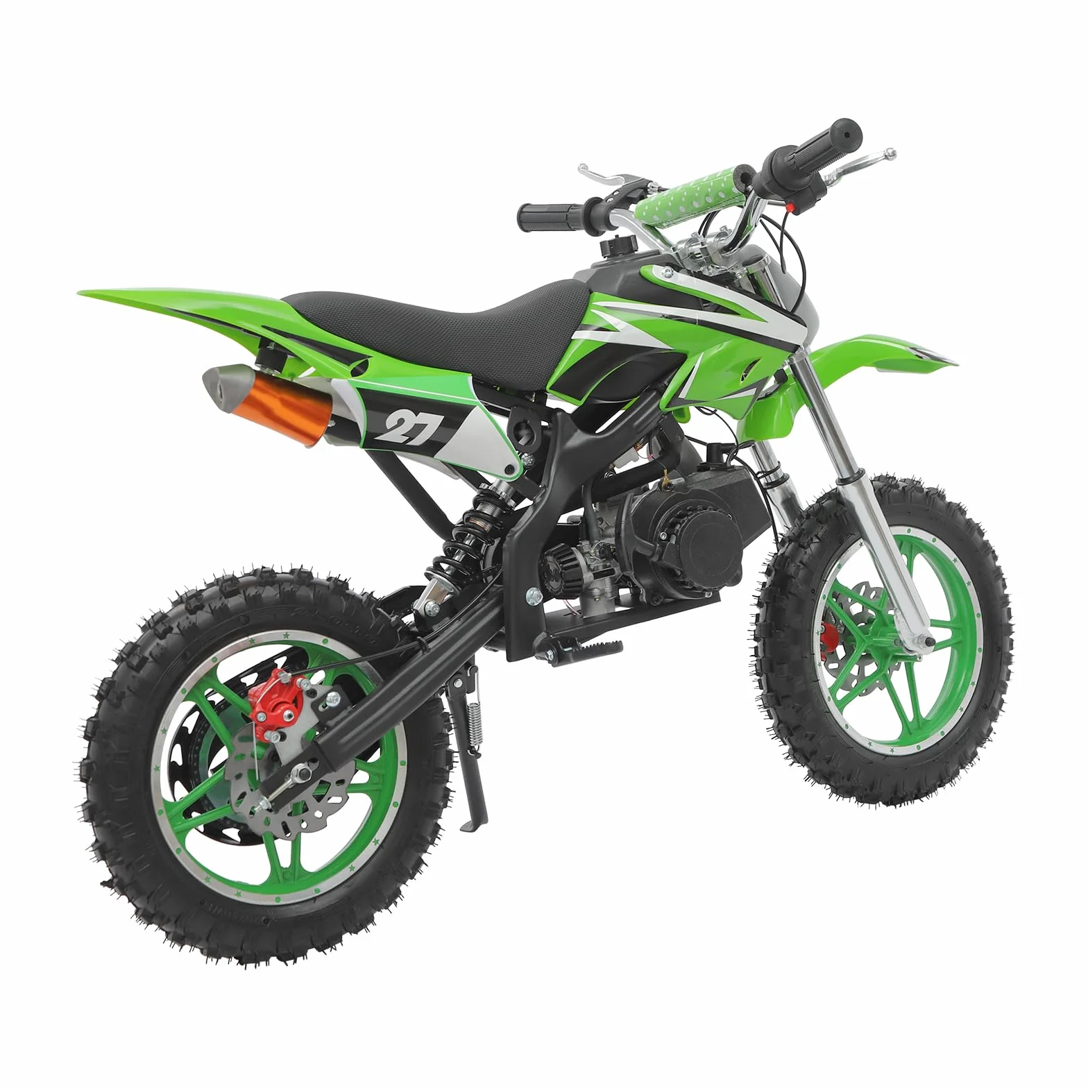 Dirt Bike dziecięcy motocykl 49 cm³, 10 cali, z pocketbike dirtbike crossowy, mini motocross, z hamulcami tarczowymi, ręczny rozrusznik, dla dzieci w wieku 8-14 lat