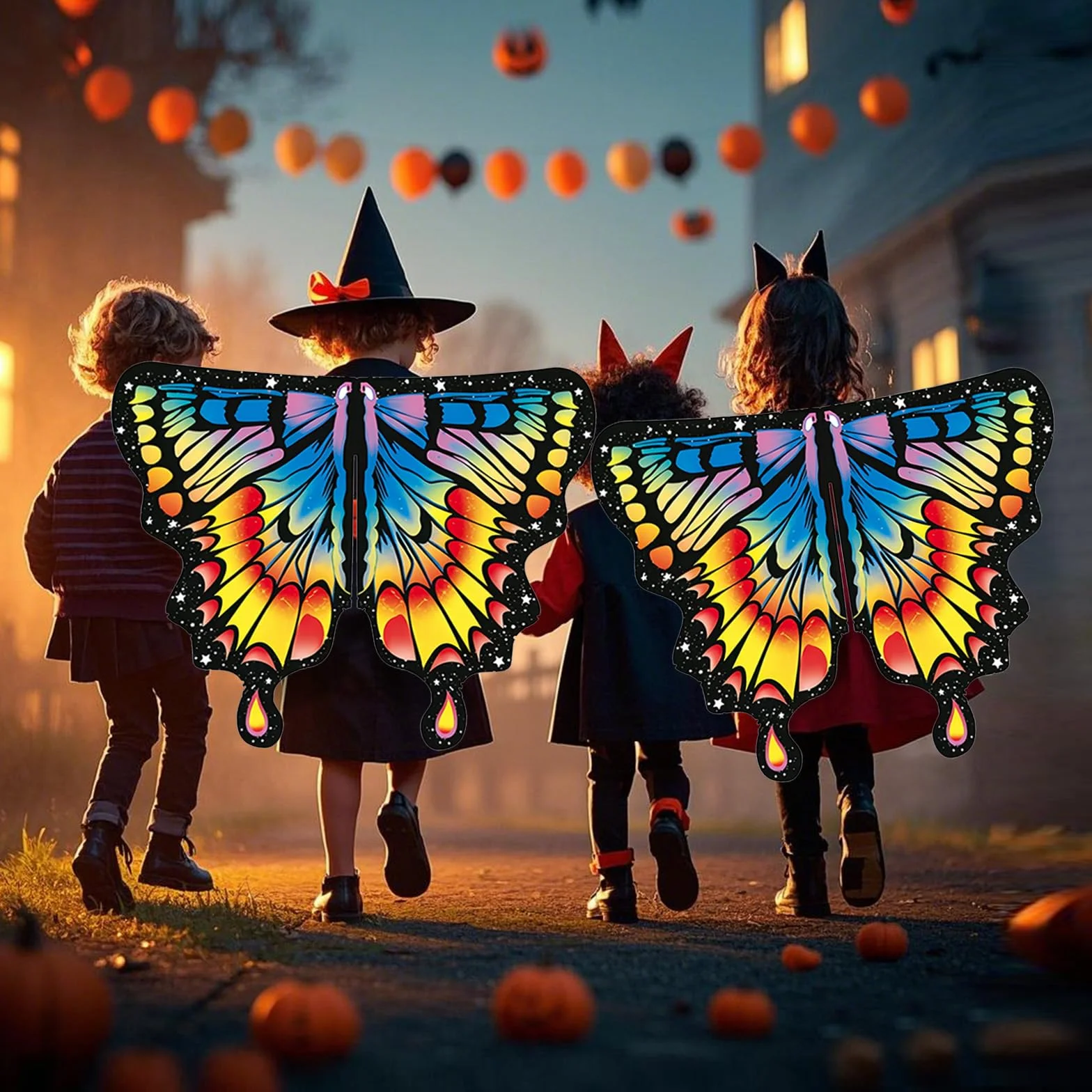 Motyl Skrzydła Przebranie Dziecka, skrzydła motyla dla dziewczynki ze skrzydłami, opaska na głowę, na karnawał, cosplay, Halloween, imprezę tematyczną