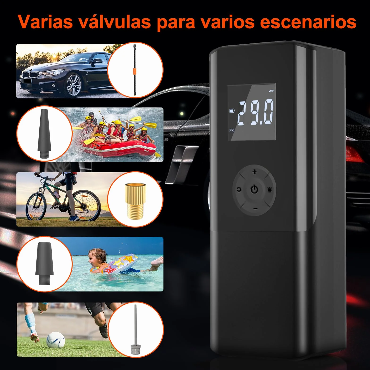 Mini Kompresor Powietrza Przenośny 150 PSI Elektryczna Pompa Powietrza Akumulatorowa 6000 mAh z Ekran LCD Lampą LED