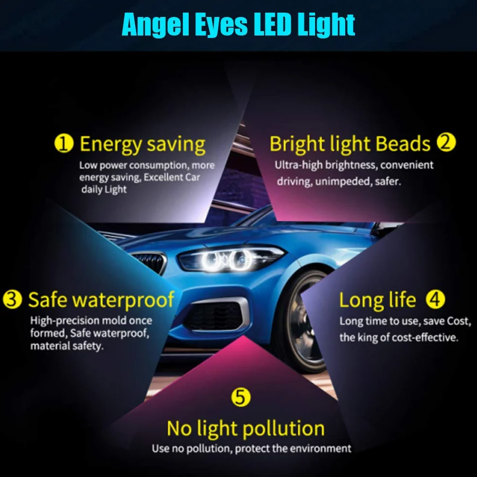 e60 żarówka Anioła, dla BMW Angel Eyes 2 Szt. Samochód Jasny 6000 K 5 W Lampa LED dla E60, E61, E39, E53