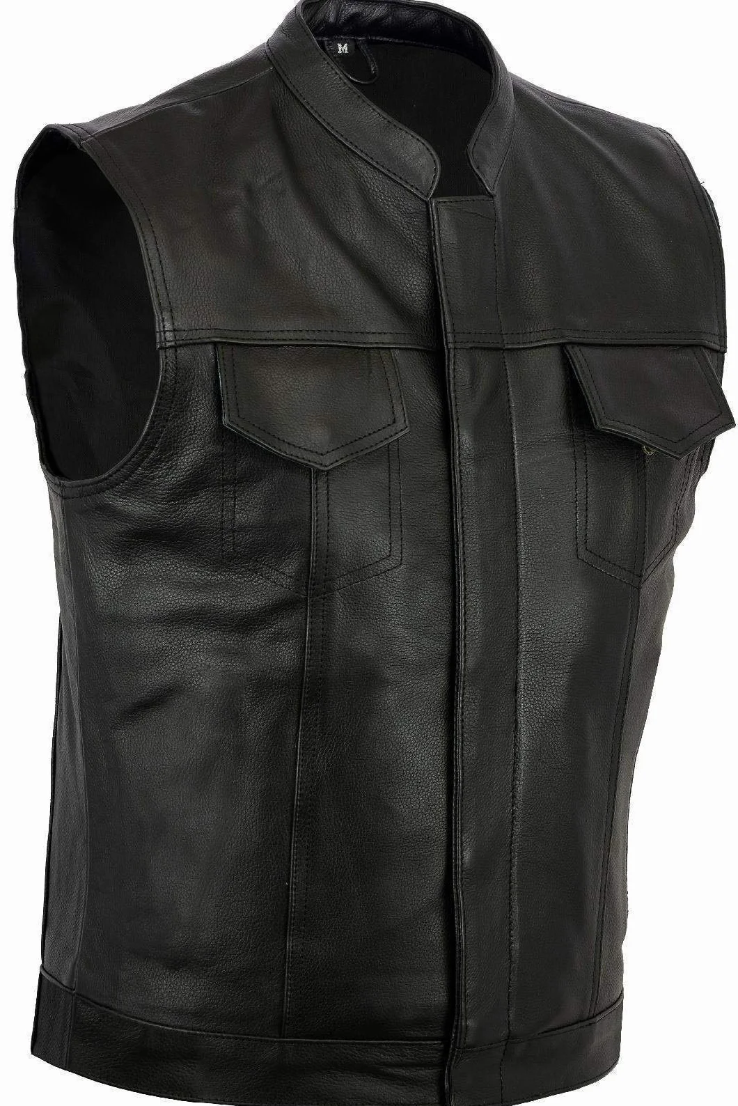 Bikers Gear Australia Black Revolver Motorcycle Skórzana Kamizelka Sons of Anarchy Style 6XL