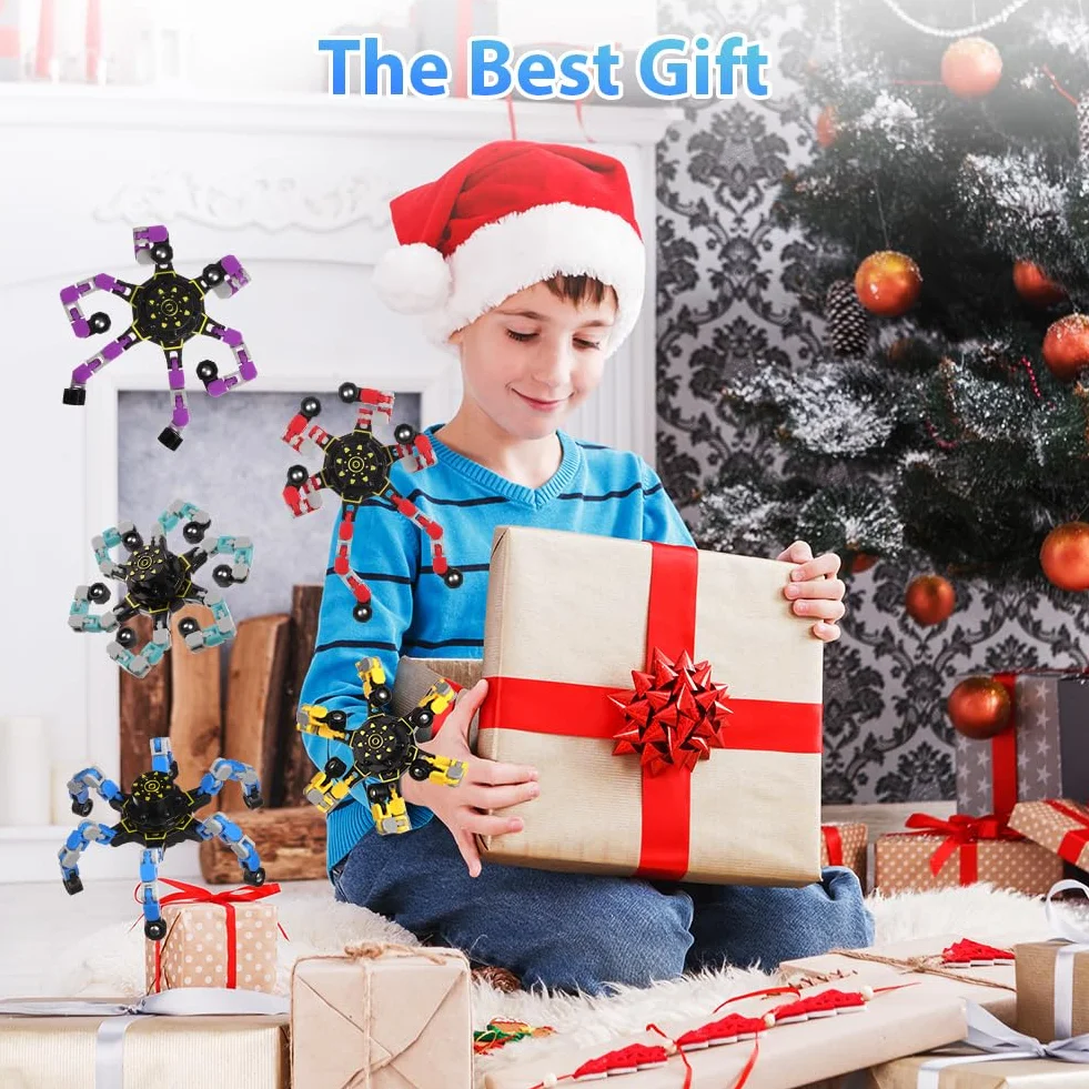 Ainiv Deformable Robot Fidget Spinner Toys, 10 szt. Transformujący łańcuch z palcami, zabawna, kreatywna zabawka Fidget DIY do łagodzenia stresu na palcach dla nastolatków i dorosłych, na imprezę