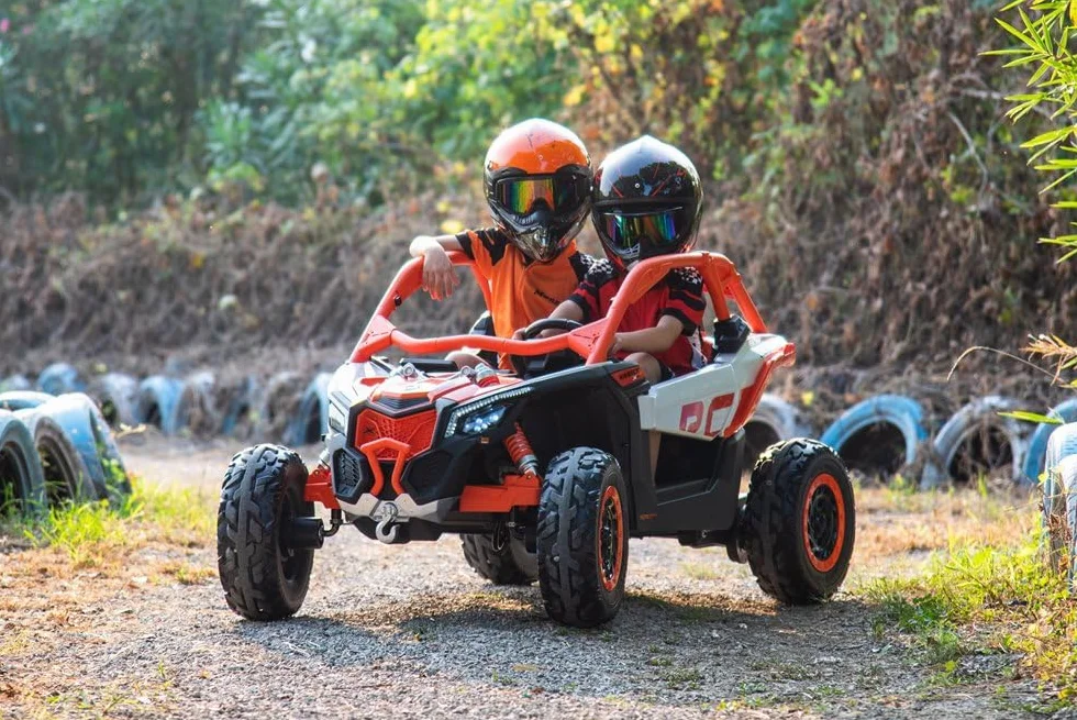 Samochód Buggy 24V Can-Am MARVERICK UTV, 4 x 200 W, pomarańczowy, 2-osobowy dla dzieci w wieku 1-8 lat, RC rodzicielski