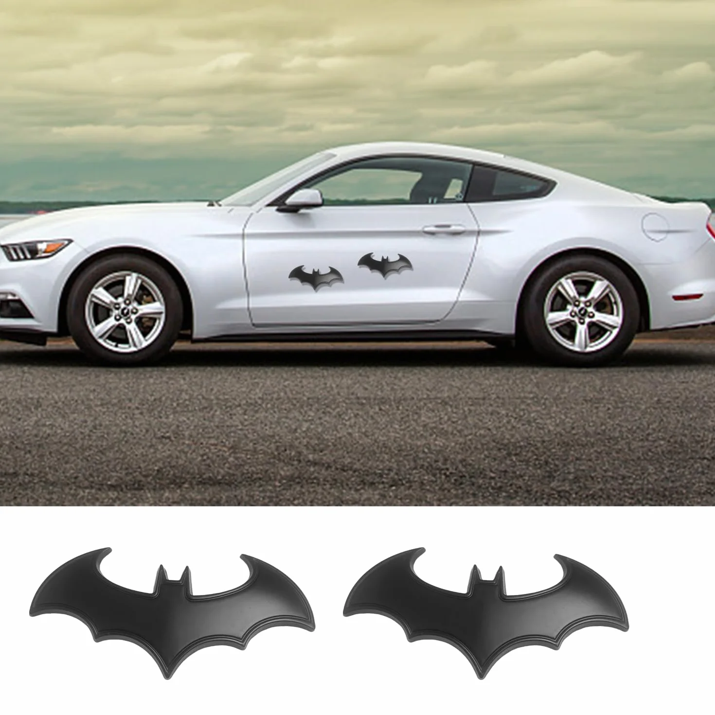 Naklejki samochodowe Batmobil Elees metalowe srebrny czarny