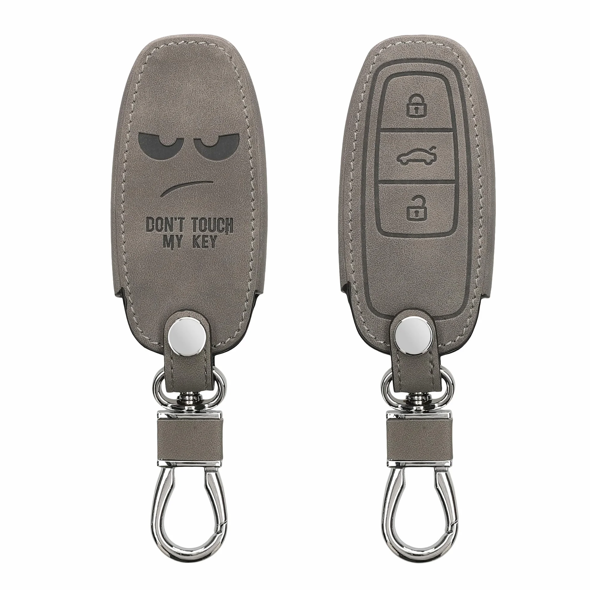 kwmobile etui na kluczyki samochodowe kompatybilne z Audi A6 A7 A8 Q7 Q8 3-przyciskowy kluczyk samochodowy Keyless - pokrowiec ochronny ze sztucznej skóry - Don't Touch My Key - szary