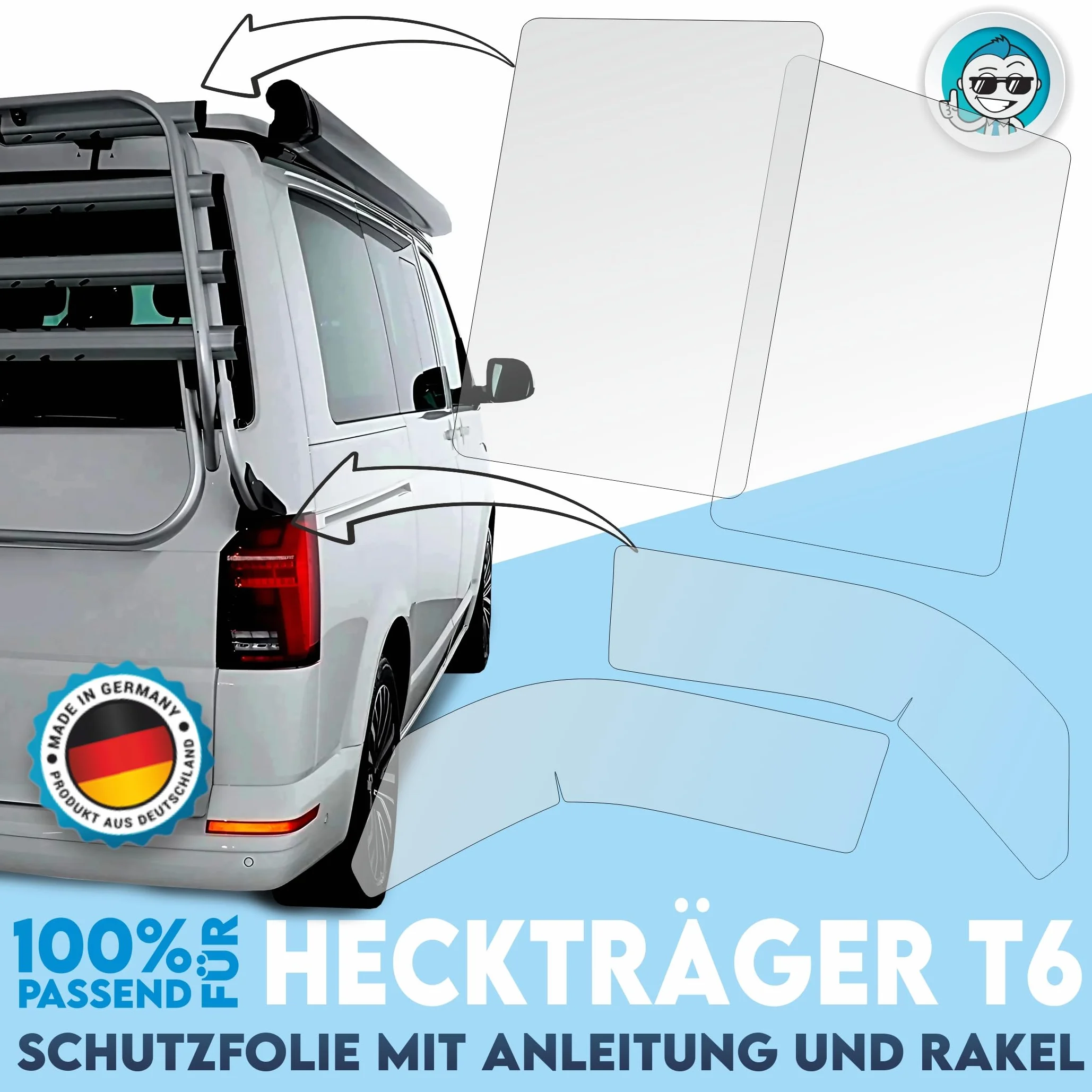 Folia ochronna do lakieru, pasuje do bagażnika samochodowego VW T6/T6.1, przezroczysta folia ochronna, pasuje do bagażnika tylnego Volkswagena i bagażnika rowerowego Thule