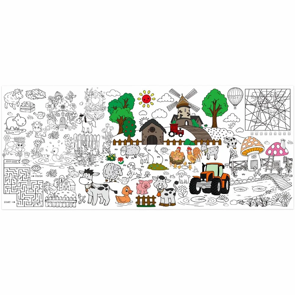 Farma Farbowanie Obrus, DIY Kids Party Obrus, Olbrzymi Kolorowanki Plakat dla Dzieci, Chłopcy Dziewczęta Prezent Urodzinowy, Rzemiosło Bazgroły Sztuka