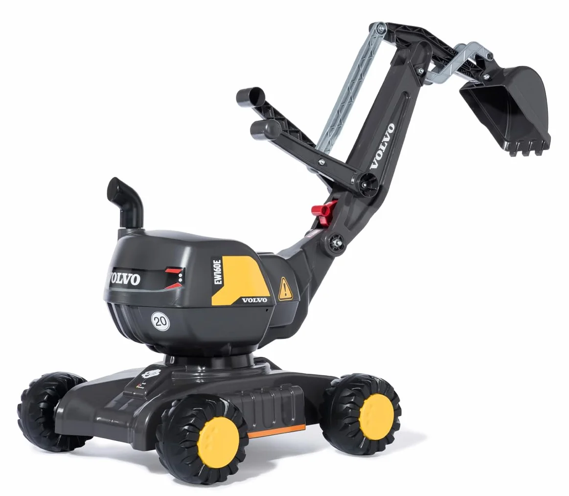 Rolly Toys RollyDigger Volvo EW160 koparka zabawkowa (dla dzieci w wieku 3-5 lat, koparka z tworzywa sztucznego, kolor szary/żółty) 421152, 102 x 43 x 74 cm