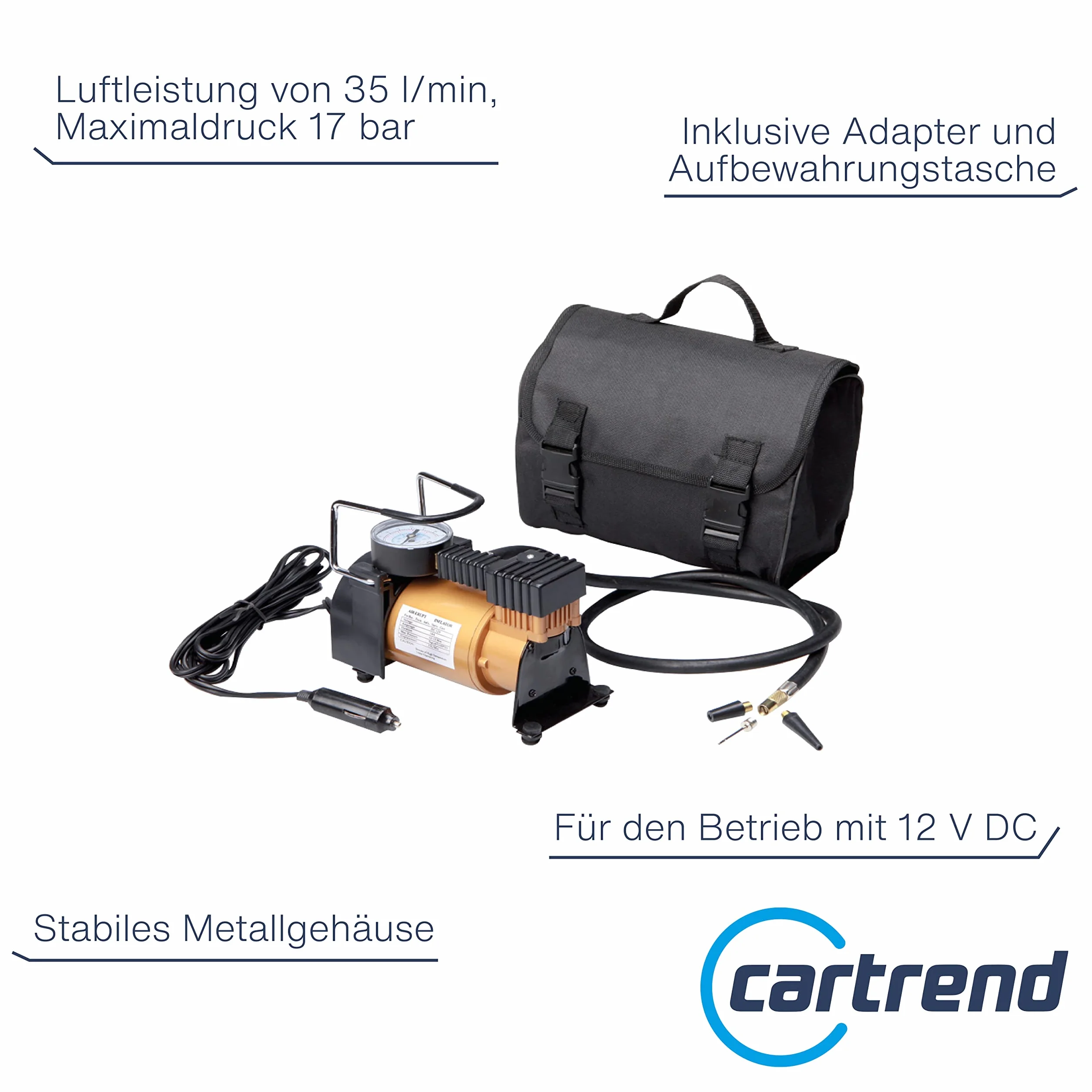 Cartrend kompresor 12V 10 bar 35 l/min metalowa obudowa