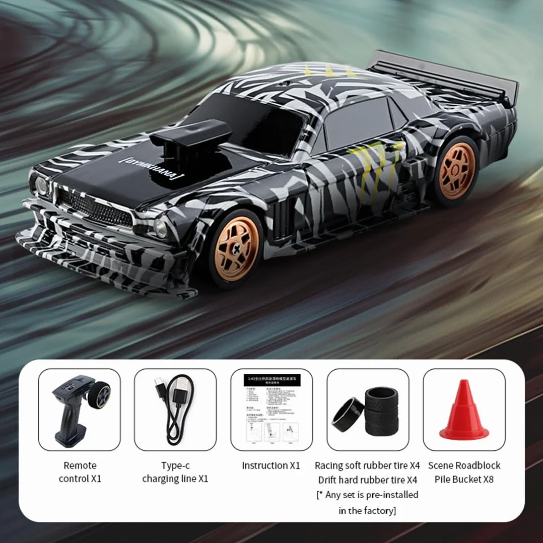 Skala 1/43 Mini RC Drift Car, 2.4G 4WD Full-proportion RC Electric Racing Drift Car Model, Prezent dla miłośników pojazdów (wersja RTR)