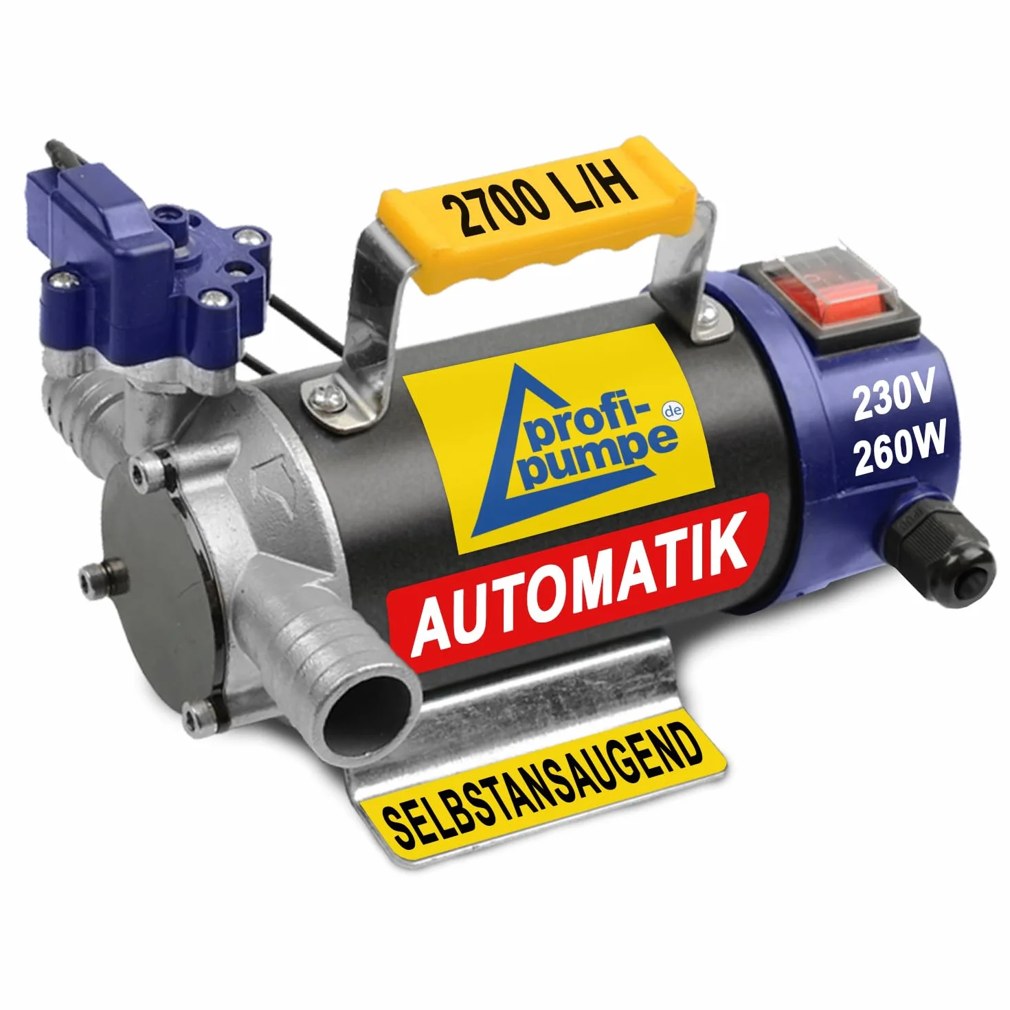 Pompa oleju opałowego 230 V, uniwersalna automatyczna pompka beczkowa Diesel Star 160 z przyłączem 230 V, wydajny silnik z uzwojeniem miedzianym, 2 szt. wysokiej jakości mosiężnych tulejek