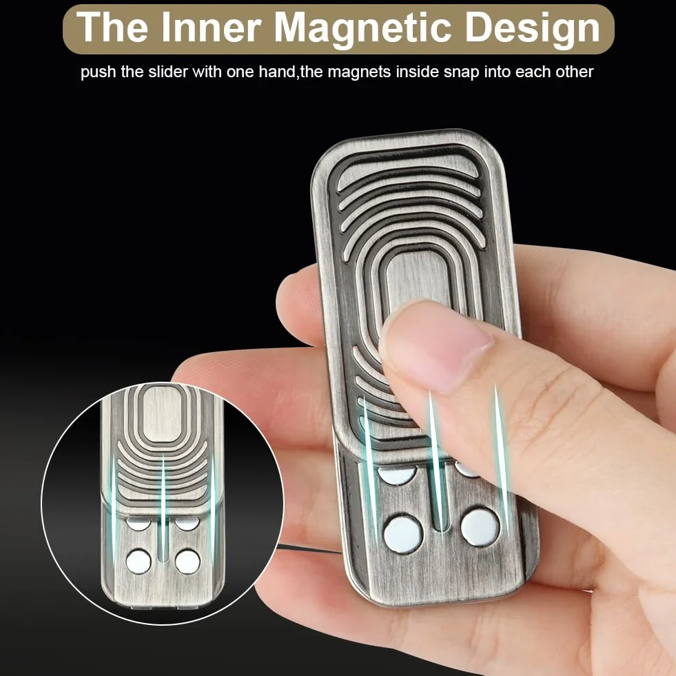HOTUT Fidget Slider Toys, metalowy blok, Push EDC, zabawki fidget, dla dorosłych z ADHD, ostrości, lęku, autyzmu, łagodzenia stresu, zabawki biurkowe, suwak magnetyczny, prezenty dla chłopaka i ojca
