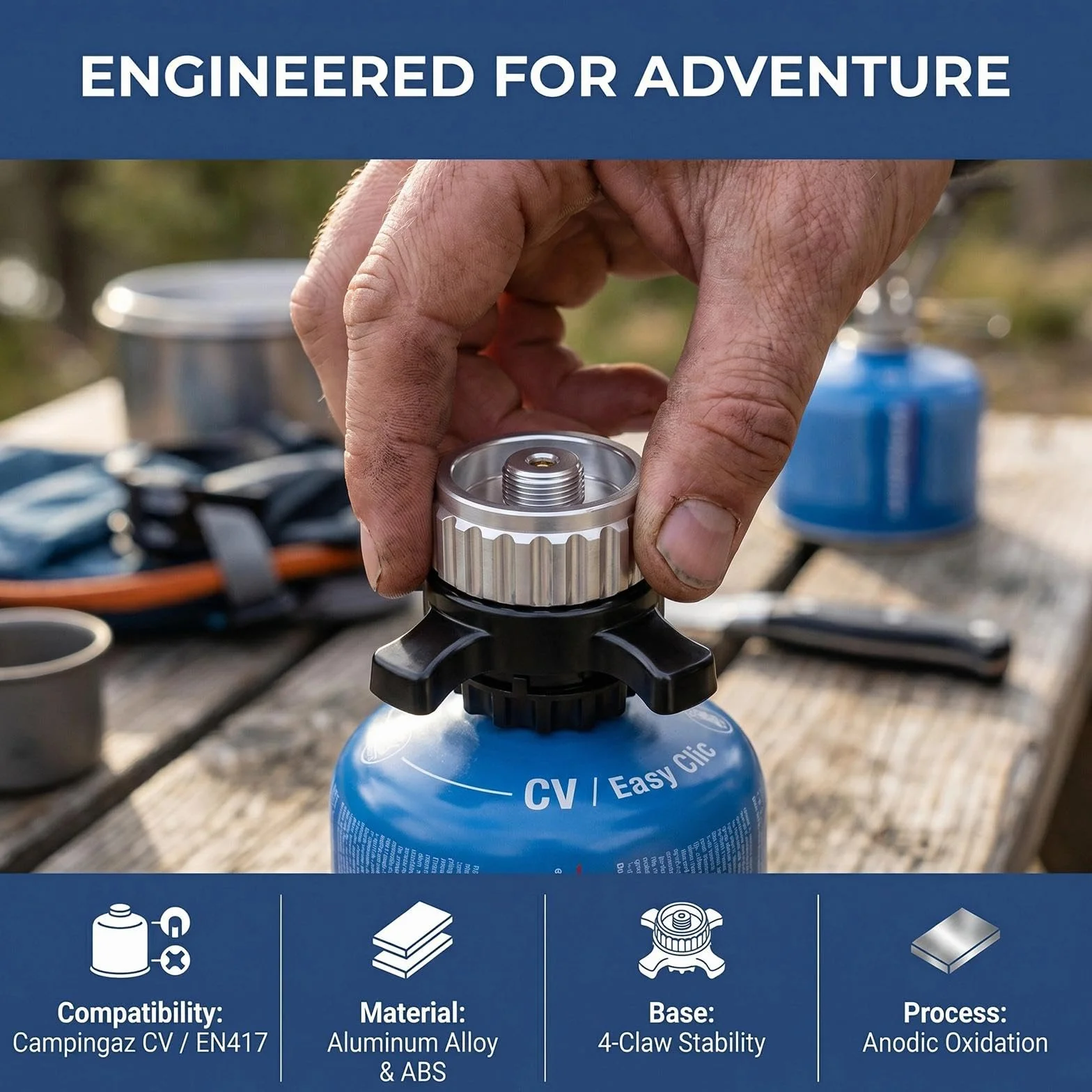 Adapter do kartuszy gazowych Campingaz CV470 CV300 CV270 na EN417 7/16" akcesoria kempingowe