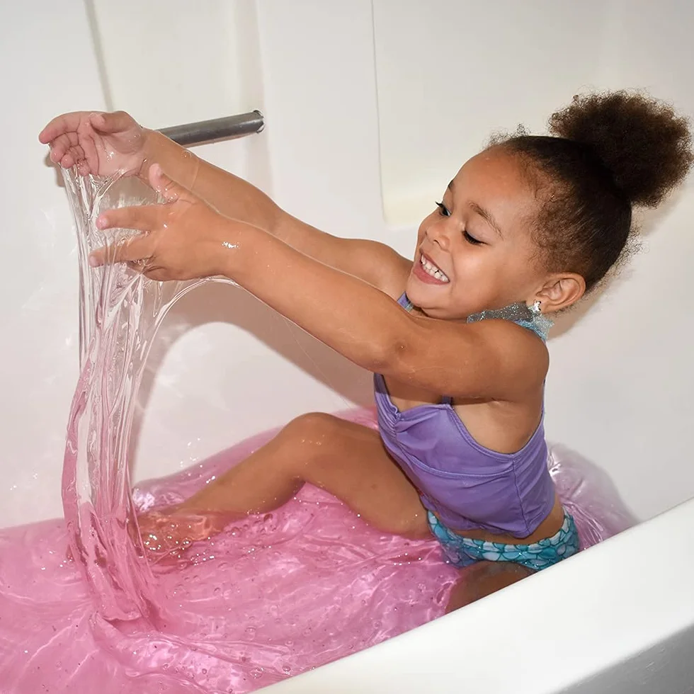 ZIMPLI - Glitter Slime Baff Różowy, 1 kąpiel lub 4 użycia do zabawy, zrób własny brokatowy slime, sensoryczne zabawki do kąpieli dla dzieci z autyzmem