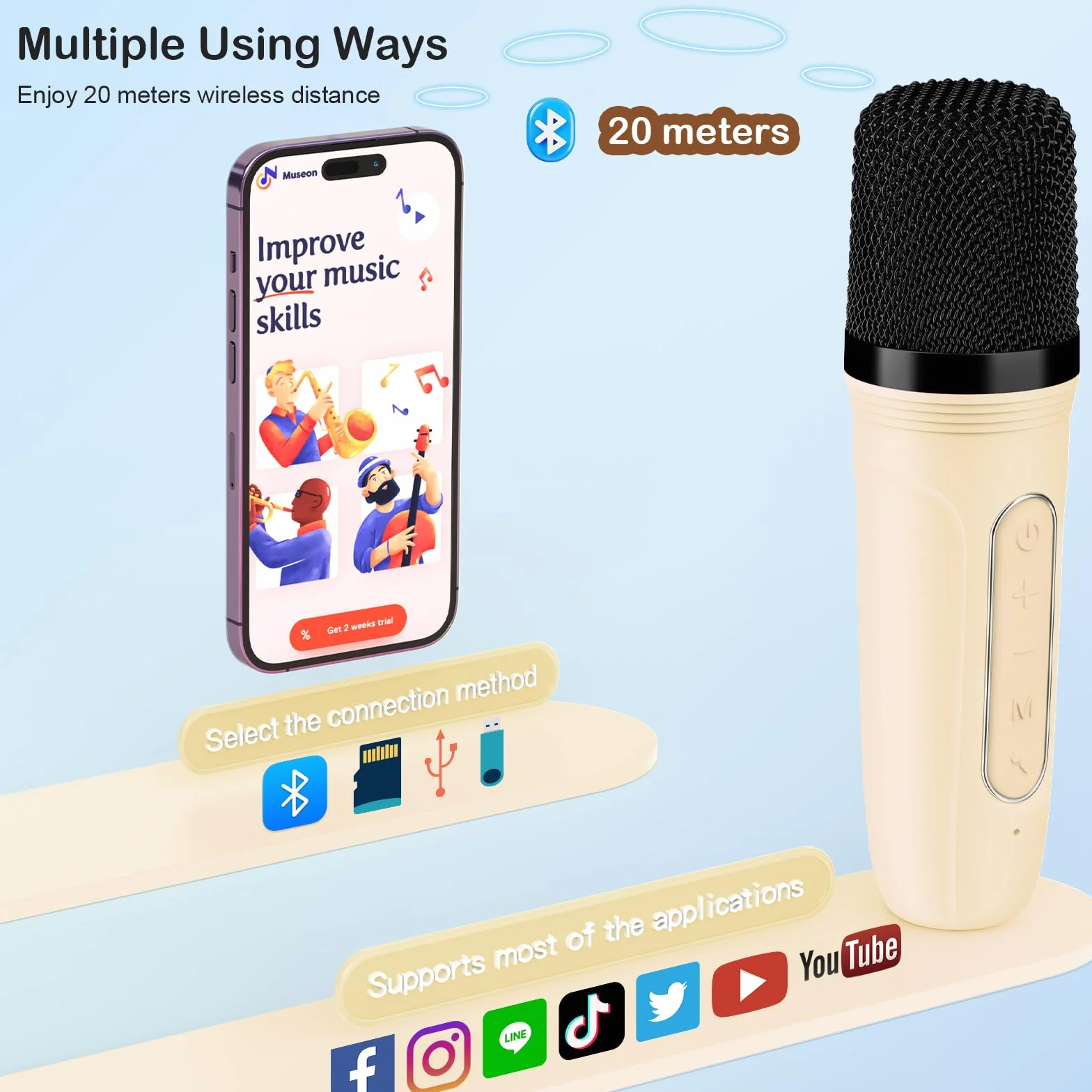 JYX Maszyna do karaoke dla dzieci i dorosłych, mini przenośny głośnik Bluetooth z mikrofonem, głośnik do karaoke z obsługą kart SD, USB, prezent urodzinowy i zabawka dla dziewcząt/chłopców