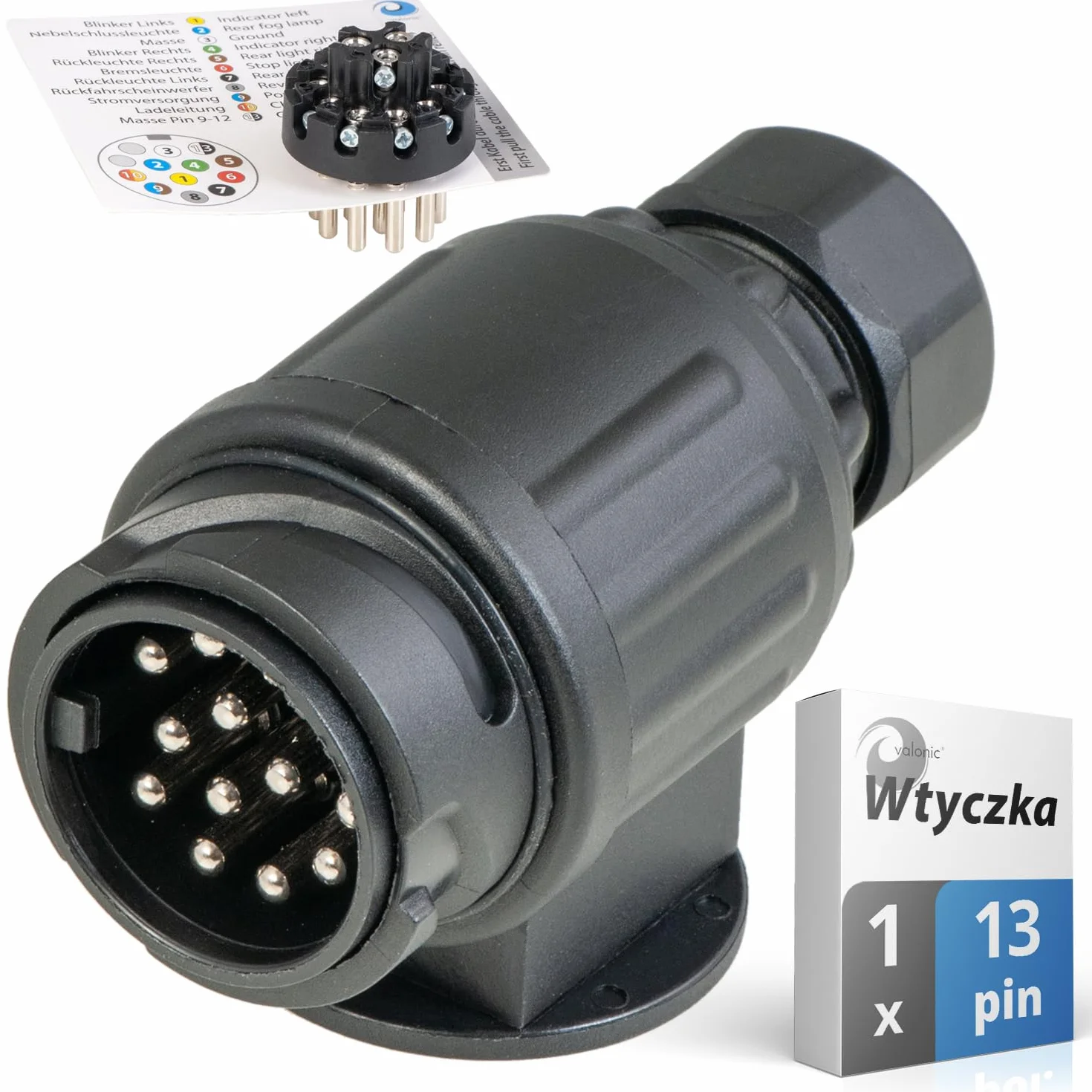 Valonic 13-pinowa wtyczka przyczepy z szablonem okablowania
