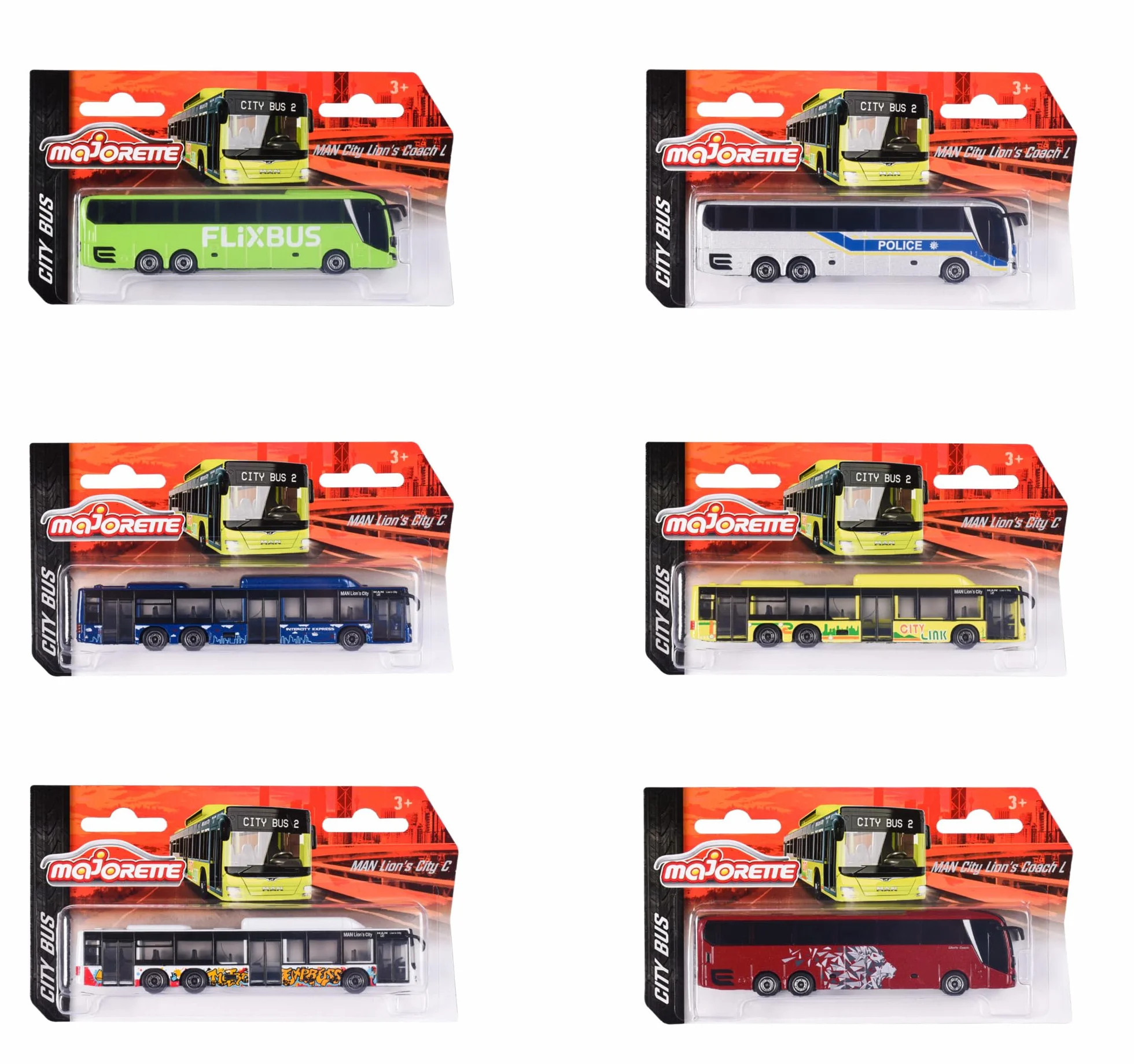Majorette City Bus Model Autobusu, Wielokolorowy, 13 cm, 212053159