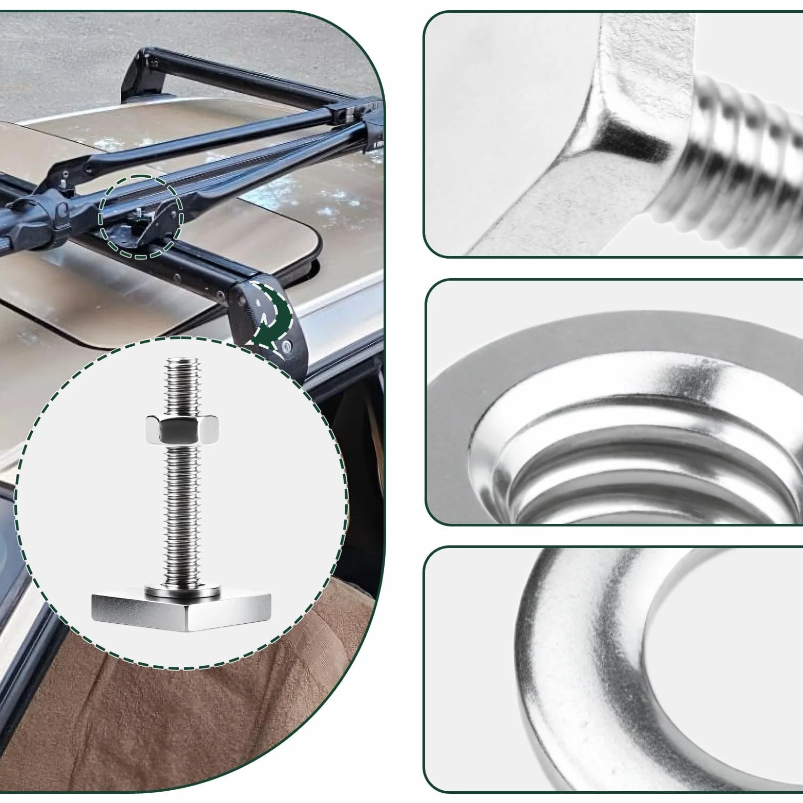 SWTYExt 4 adaptery do rowka T M6 x 35 mm, kompatybilne z bagażnikiem dachowym Thule M6, stal nierdzewna z nakrętkami, podkładki do bagażnika rowerowego, bagażnika dachowego 20 x 20 mm