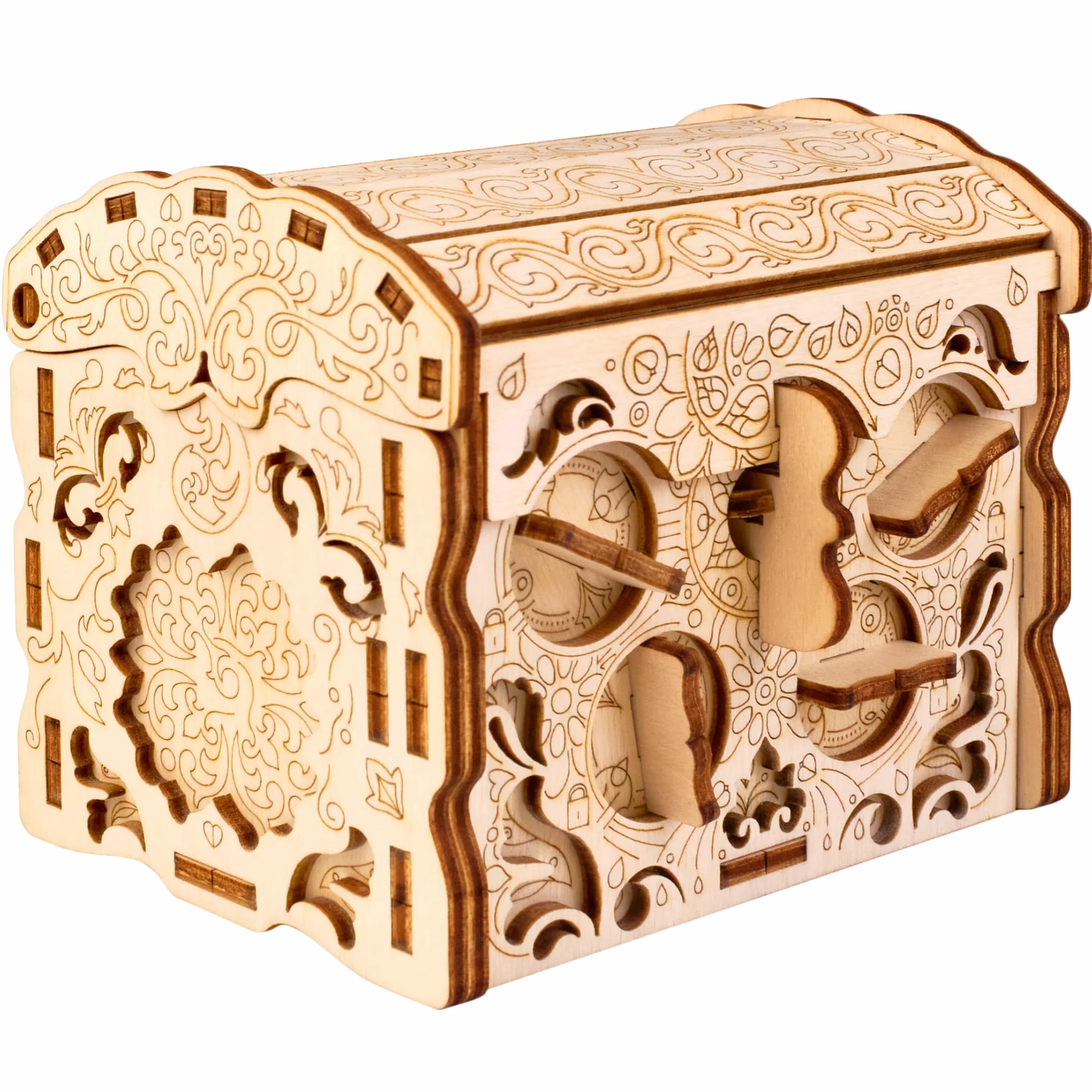 ESC WELT Wooden Secret Treasure Box Puzzle z drewna - kreatywne pudełko prezentowe na pieniądze, bony, karty podarunkowe - drewniane pudełko 3D - pudełko prezentowe dla młodzieży i dorosłych -