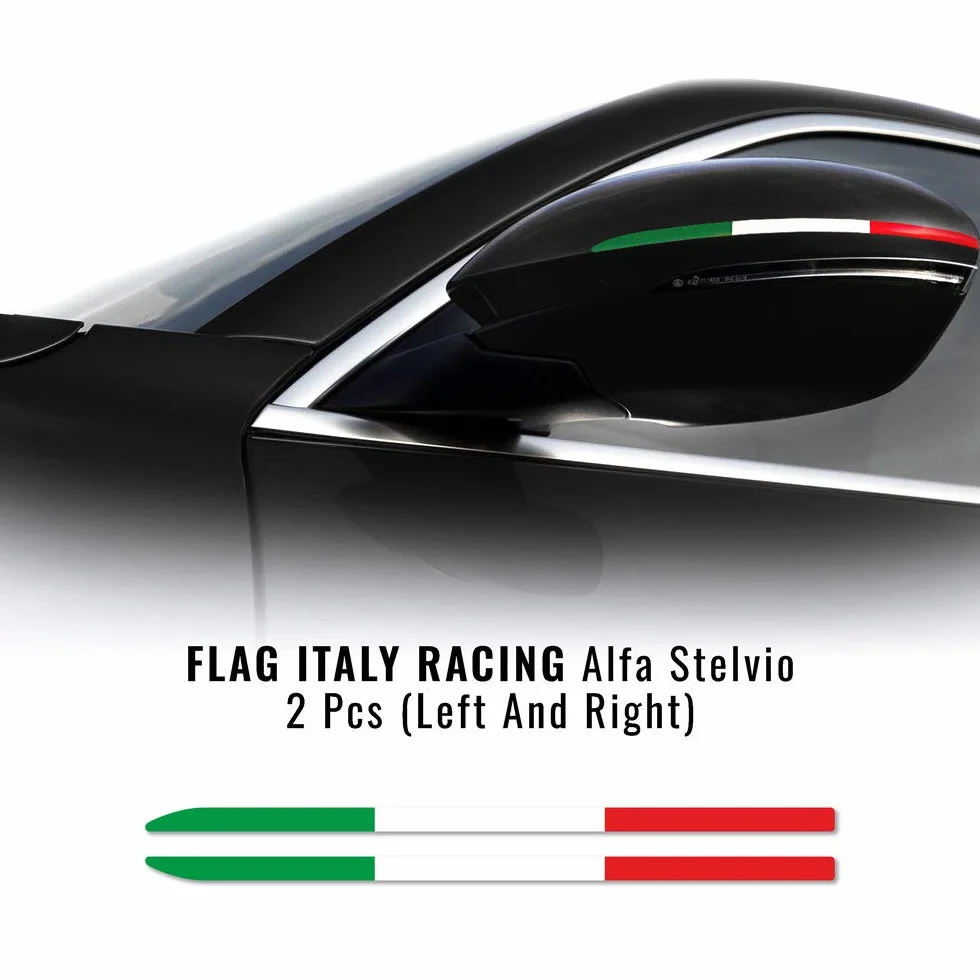 4R Quattroerre.it Paski Naklejki Tricolor Włochy Kompatybilny dla Lusterka Alfa Stelvio