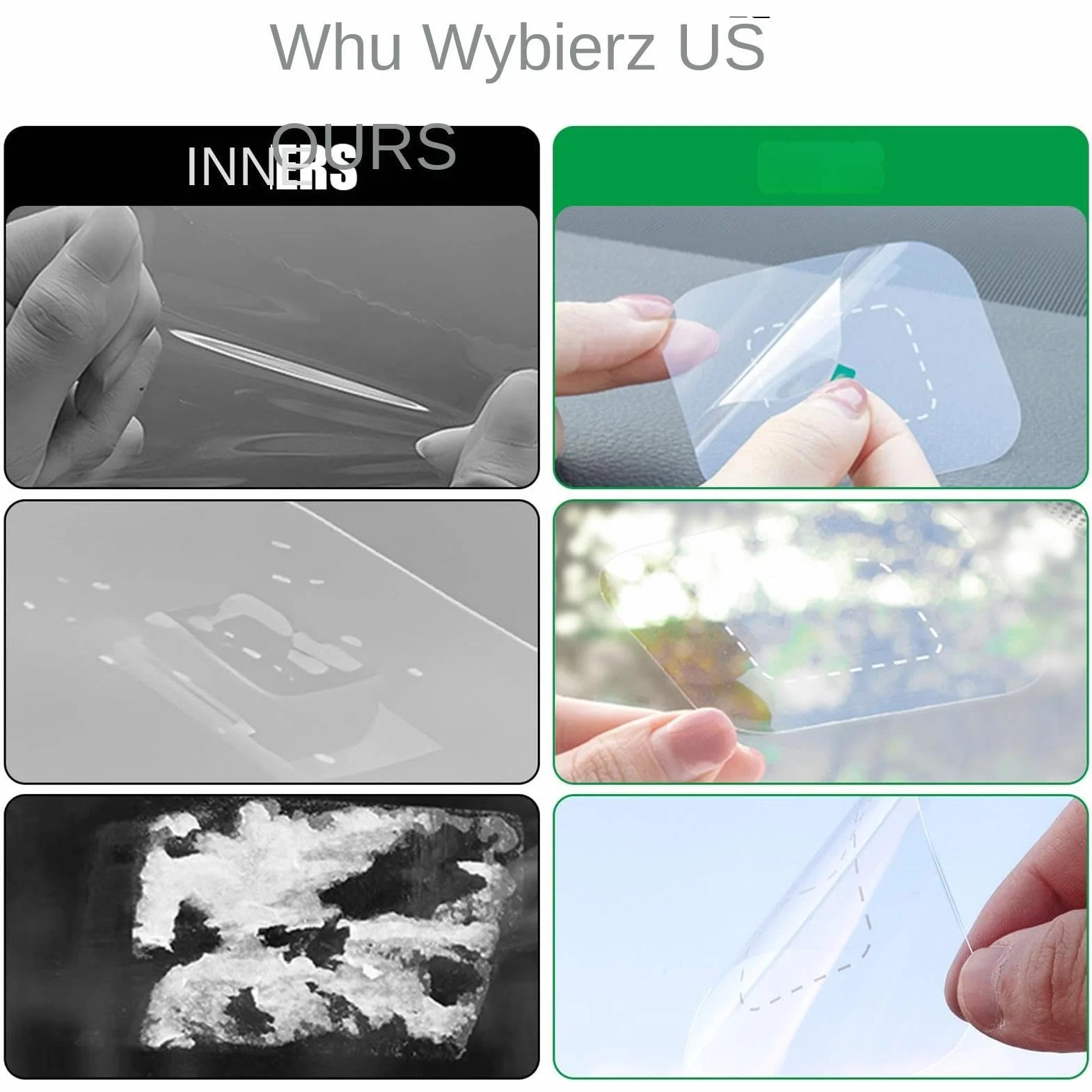 Dash Cam Windshield Stickers - 6pcs Electrostatic Transparent Static Film for Car Dashcams, Mounting No Glue Window Screen Sticker, Auto Interior Accessory Protection Kit