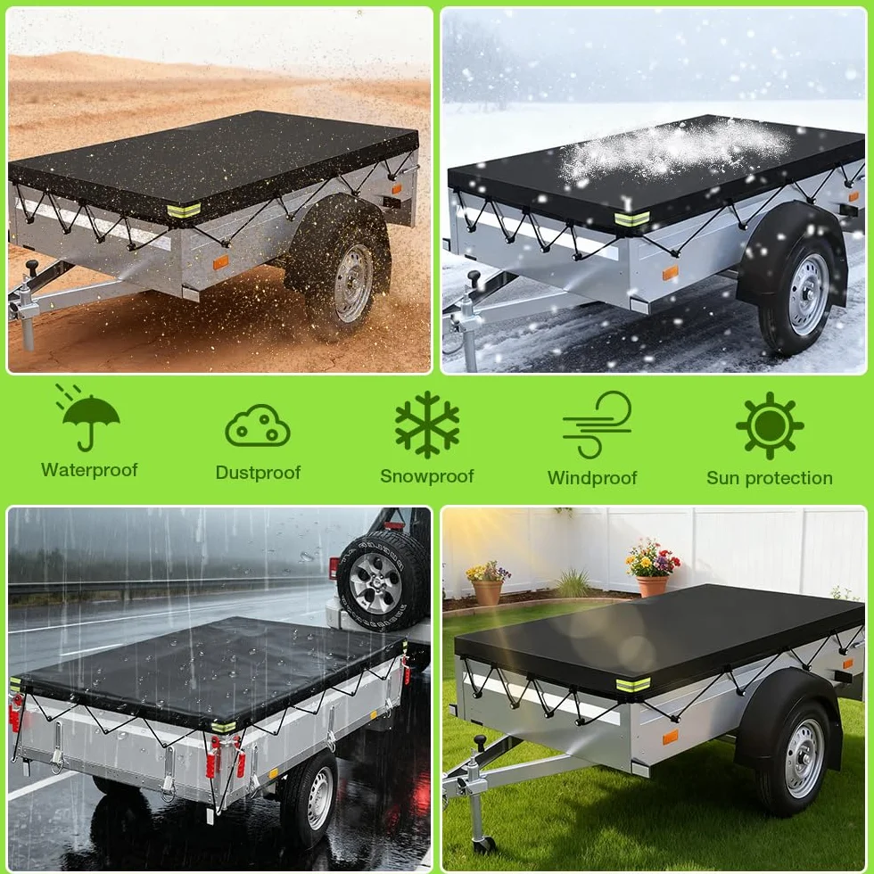 NAVESO Przyczepa plandeka 214 × 122 × 13 cm, 600d plandeka do przyczepy samochodowej, plandeka do różnych modeli przyczep samochodowych