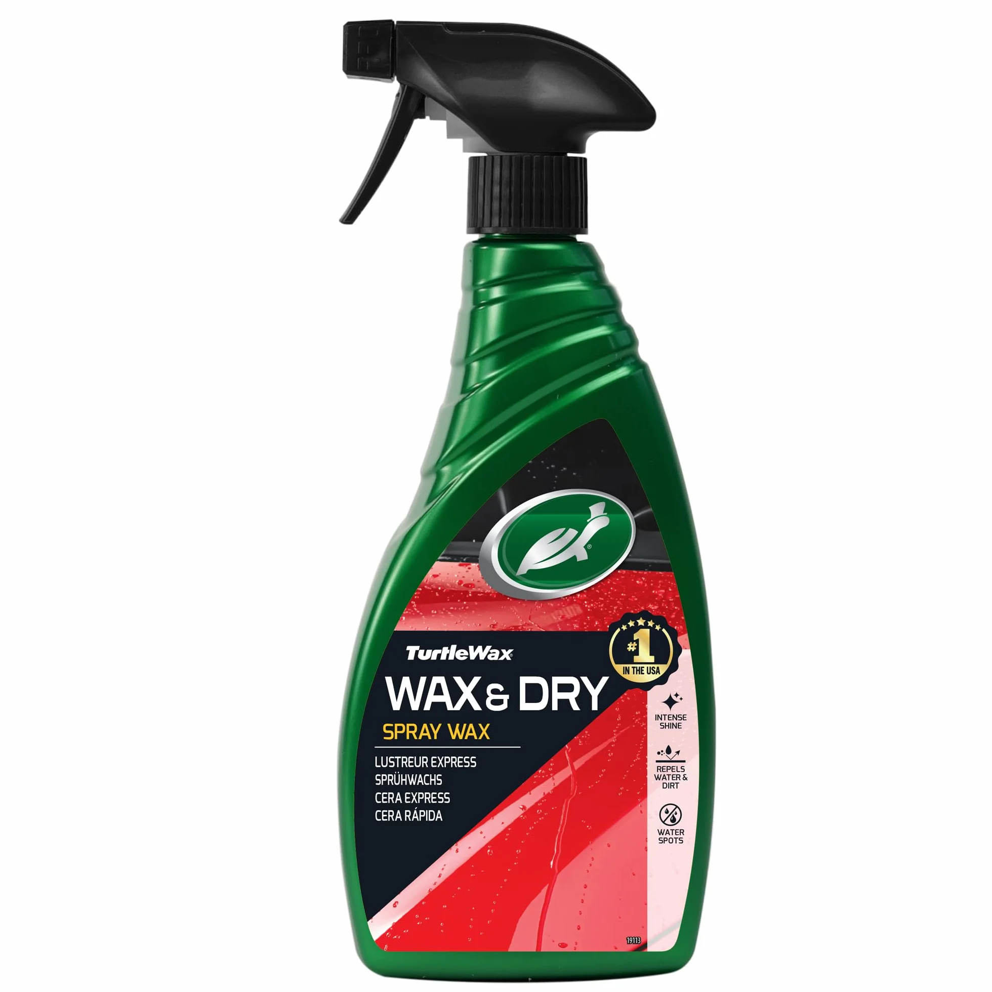 Turtle Wax 51800 Wax It Dry Wosk w sprayu samochodowym, 500 ml, łatwy jednoetapowy połysk i ochrona, formuła Carnauba i polimerowa, wodoodporny, bez smug, wykończenie na wysoki połysk