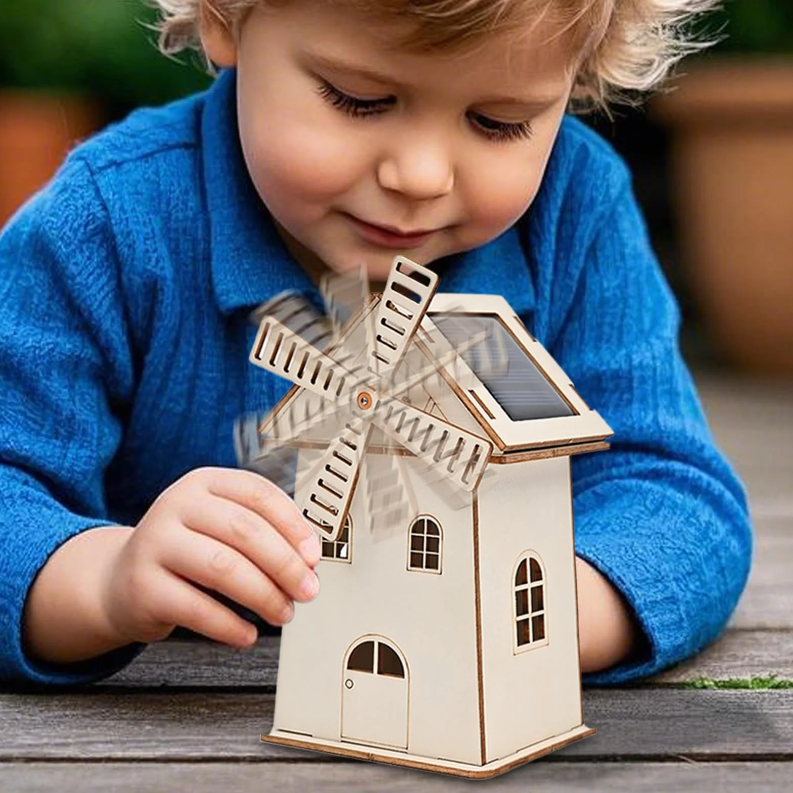 Mini wiatrak zasilany energią słoneczną, przyjazny dla środowiska zestaw modeli solarnych, zabawka edukacyjna, i interaktywne rzemiosło, dla dzieci i dorosłych (8,3 x 7 x 14 cm)