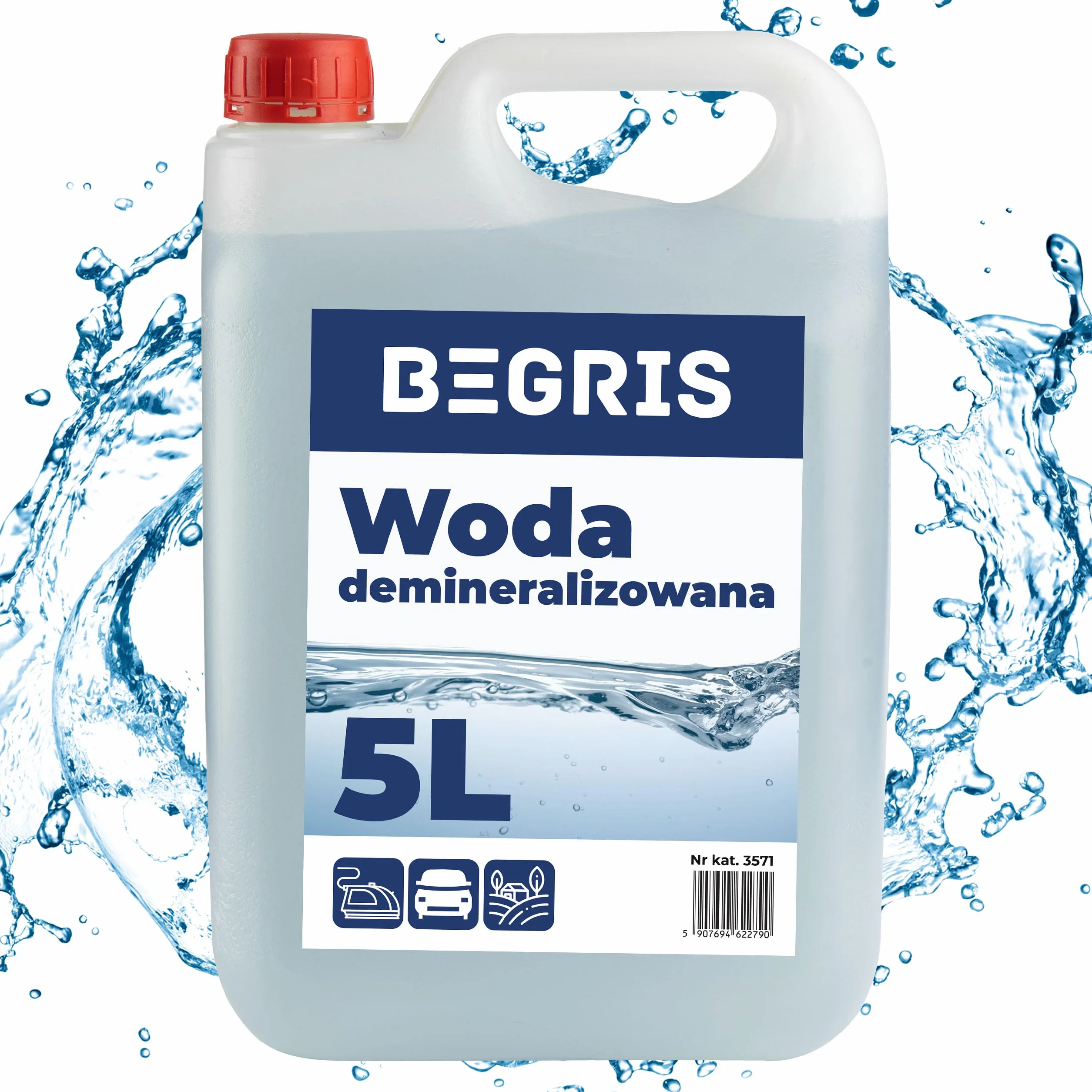 Woda destylowana Demineralizowana 5L Wysoka Jakość Woda Destylowana Do Akwarium, Żelazka, Myjek Woda Pozbawiona Obcych Jonów