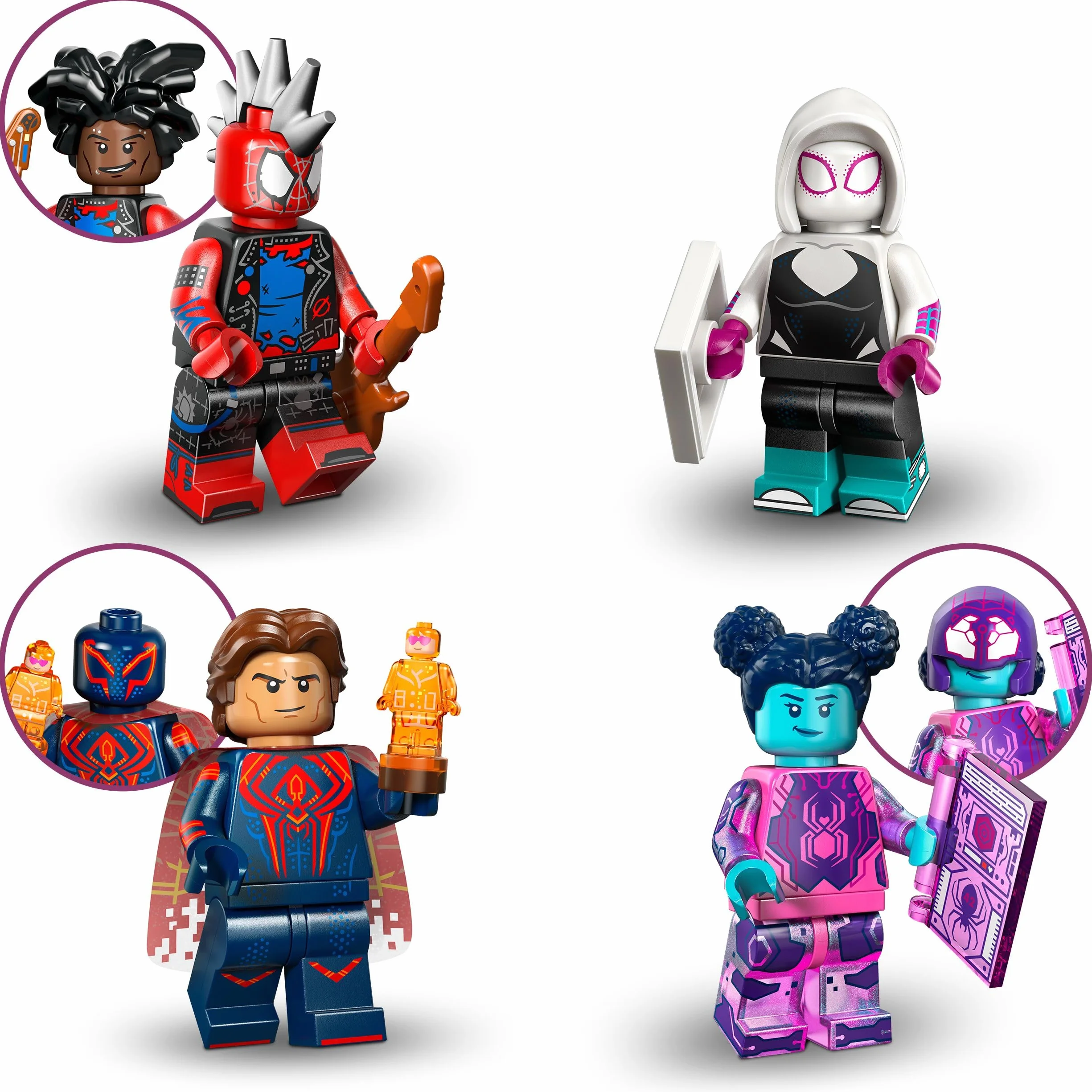 Lego Spiderman minifigurki z serii z 12 figurkami Spidermana: kompletny zestaw minifigurek Lego z serii 71050 Across The Spider-Verse (w zestawie z płytkami z nadrukiem)