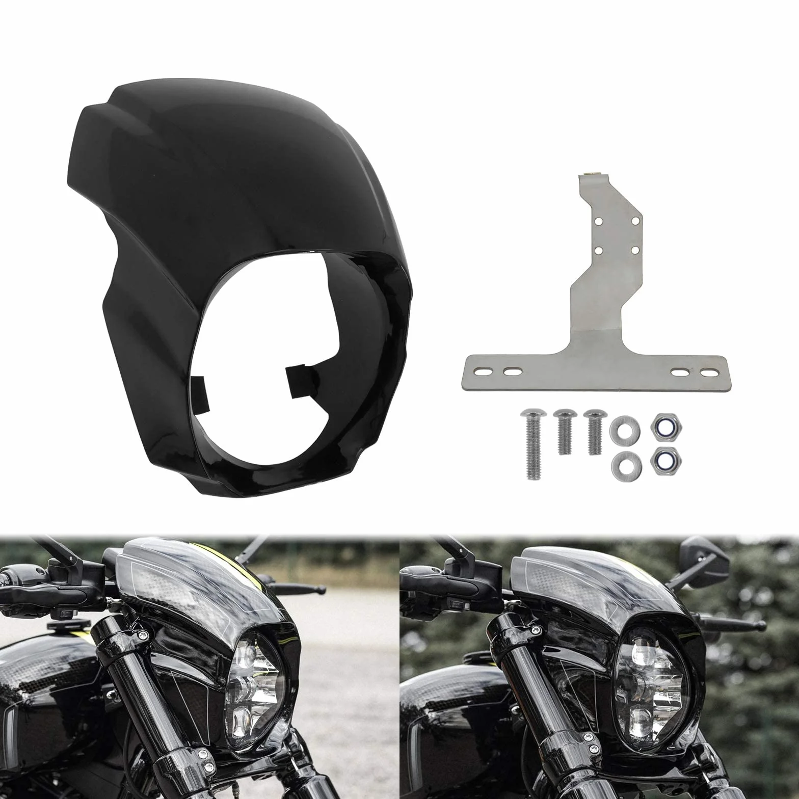 Osłona owiewki reflektorów motocyklowych pasuje do Harley Softail Breakout 2018-2023, czarny połysk
