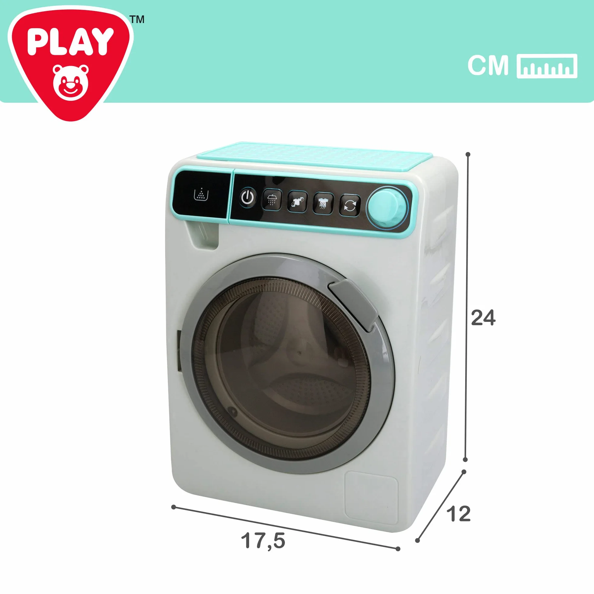 COLORBABY Play Pralka ze światłami i dźwiękami dla chłopców i dziewcząt, zabawki dla dzieci, mini pralka do gier, zabawki domowe, baterie w zestawie (46899)