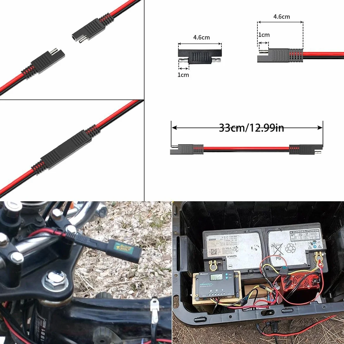GTIWUNG Kabel przyłączeniowy SAE na SAE 10AWG 33 cm, 5 sztuk