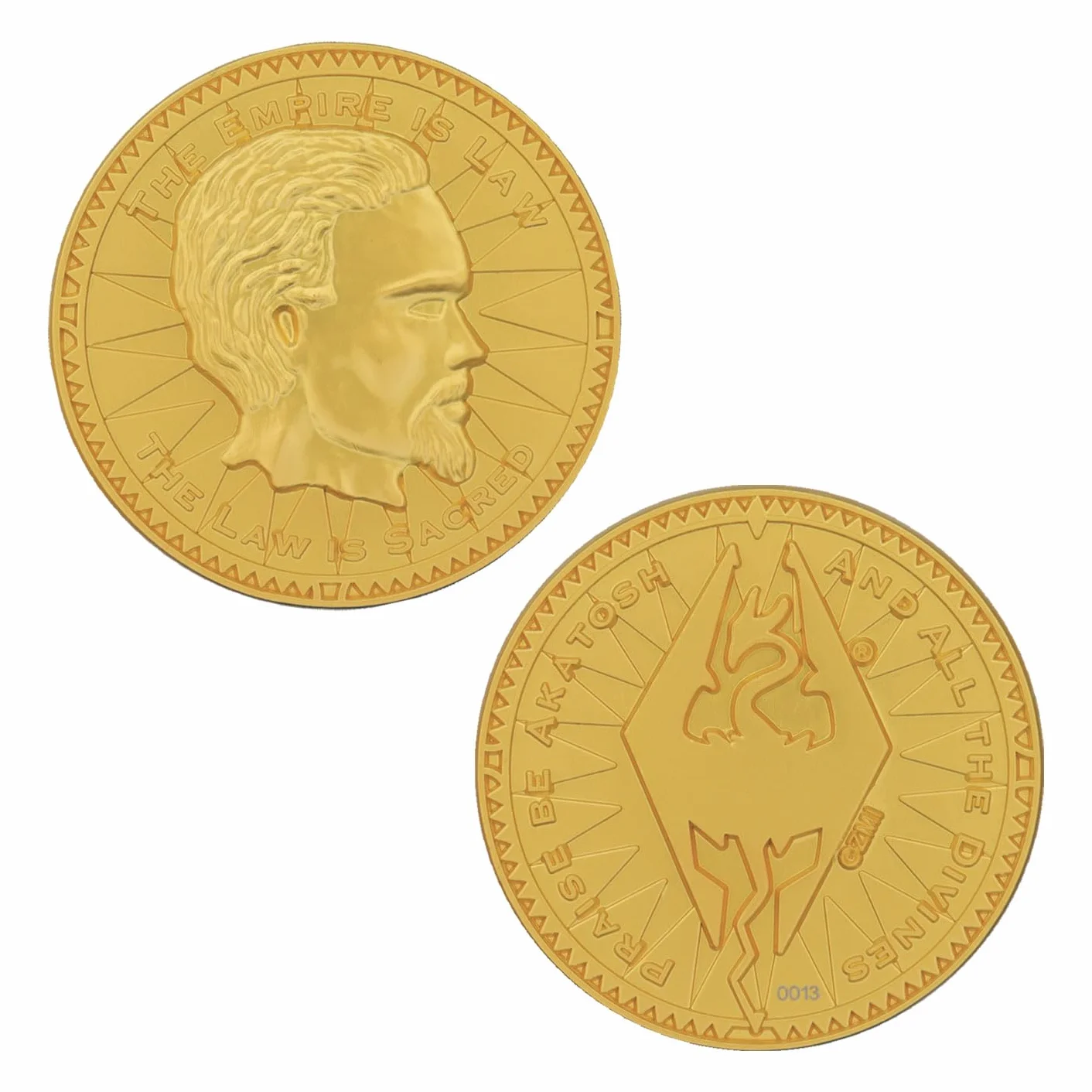 FaNaTtik The Elder Scrolls Collectors Replika Monety Septim – Specjalna Edycja Misty Gold, Indywidualnie Numerowana Sztuka, Oficjalny Produkt Skyrim (38mm)