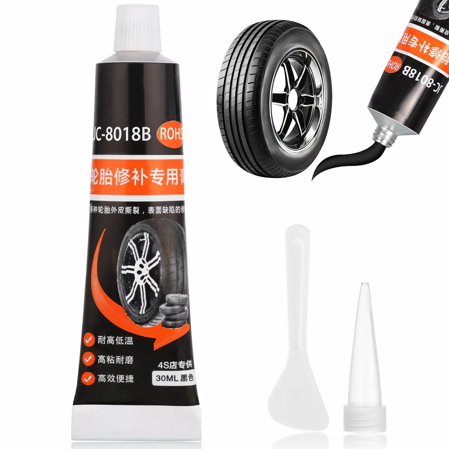 Flintronic Klej do naprawy opon, 30 ml, odporny na wysoką temperaturę, klej do opon, uszczelniacz opon do samochodu, motocykla, roweru, szybko naprawia pęknięcia i dziury