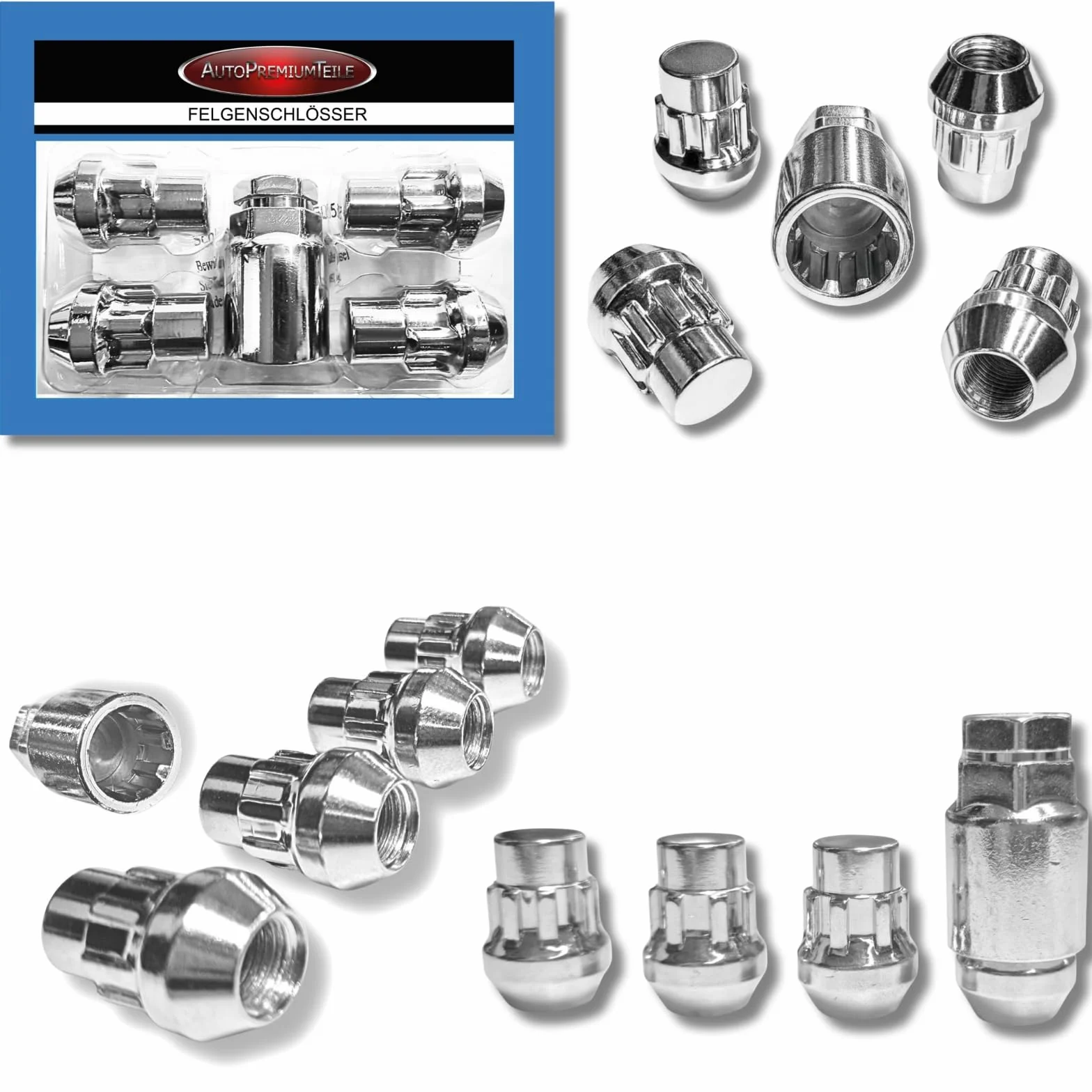 Blokada do felg M12 x 1,5, kołnierz stożkowy 60°, kompatybilny z Ford Hyundai Jeep Kia Mazda Opel SsangYong Volvo, 4 x zestaw srebrnych zamków do felg, zabezpieczeń kół, zabezpieczenie felg, ochrona