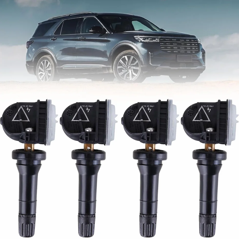 4 sztuki 2036804 czujnik ciśnienia w oponach kompatybilny z Ford Galaxy S-Max Edge Fiesta Mondeo Mustang 2318453 5291383 TPMS z systemem monitorowania ciśnienia w oponach 433 MHz, czujnikami
