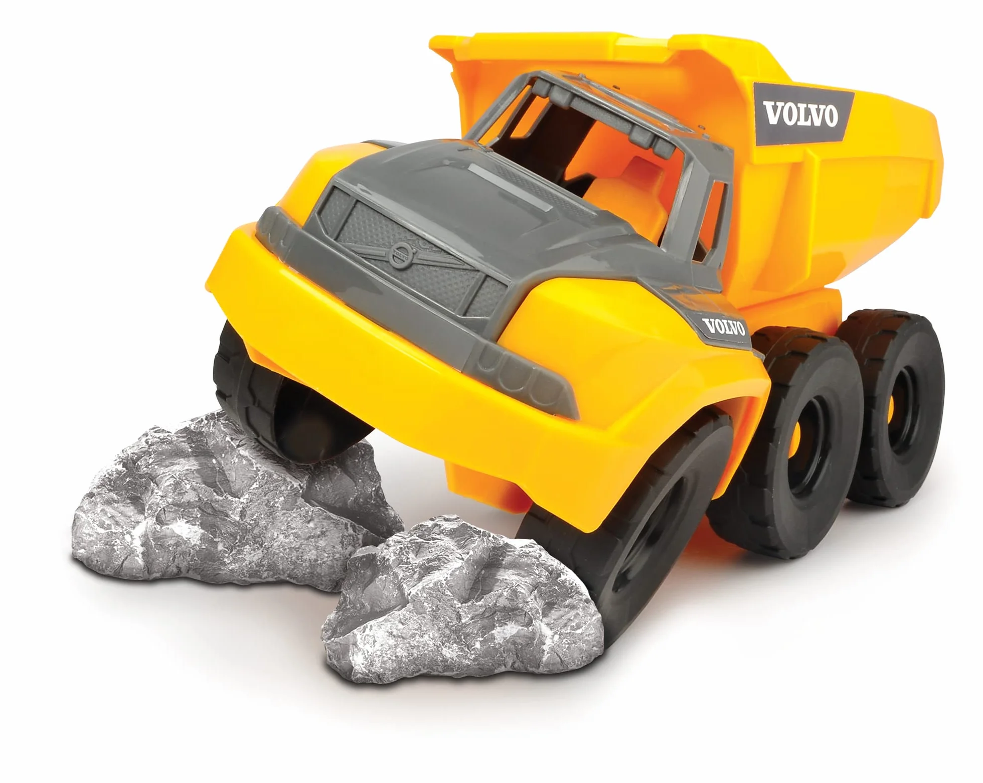 Dickie Toys - Volvo zabawka na plac budowy (zestaw 9-częściowy) dla dzieci od 3 lat, dźwig o wysokości 1 m, 3 pojazdy na placu budowy (ładowarka kołowa, koparka, wywrotka), zabawka do piasku i kask,