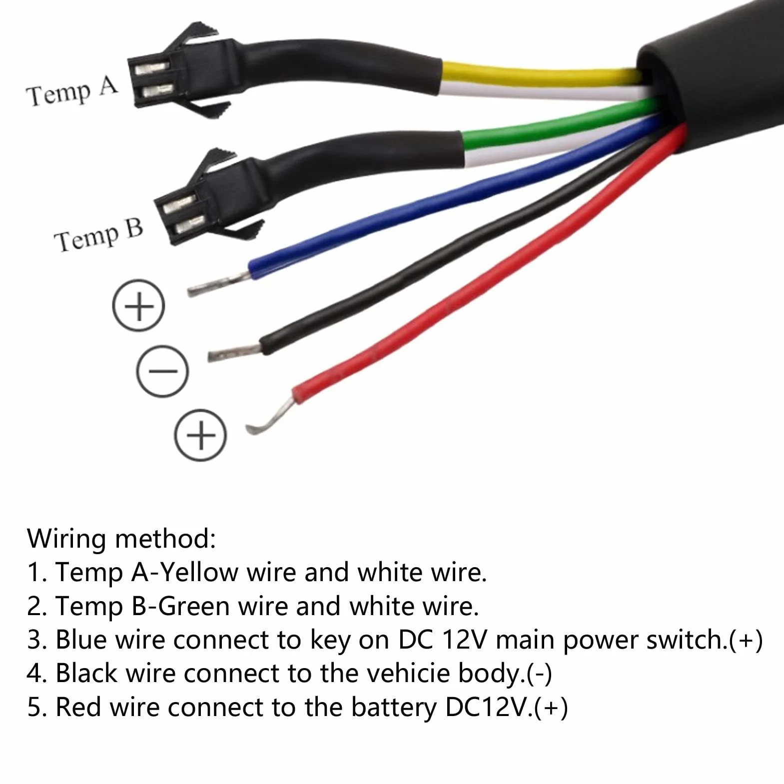 Termometr Motocyklowy, 4 w 1 Temperatura Wodnego Czas Wskaźnik Napięcia LCD Cyfrowy Wyświetlacz DC12V Uniwersalny do Motocykla (M12*1.5)