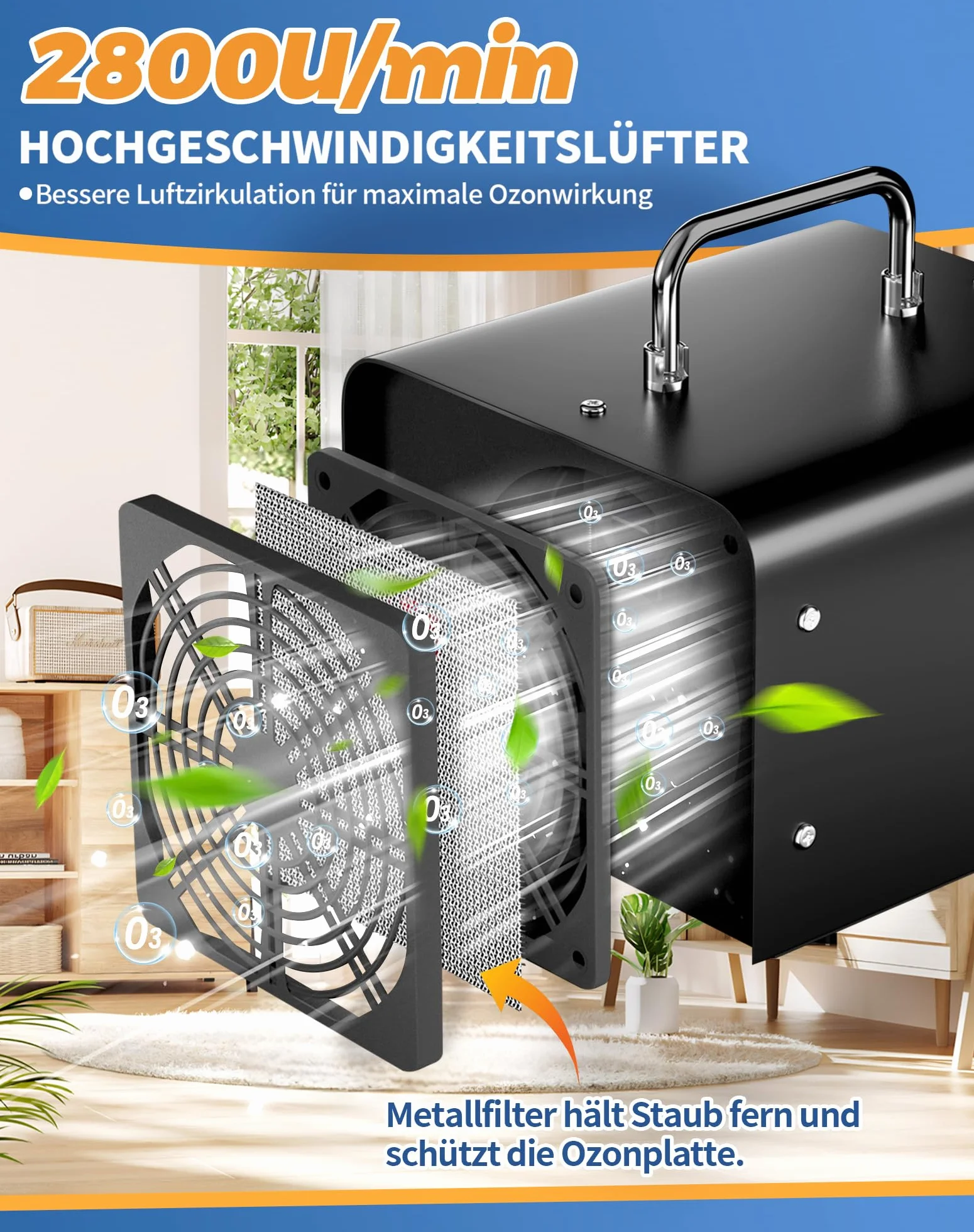 Ozonator 60000 mg/h O3 oczyszczacz powietrza neutralizator zapachów do 400 m² timer 120 min przemysłowy