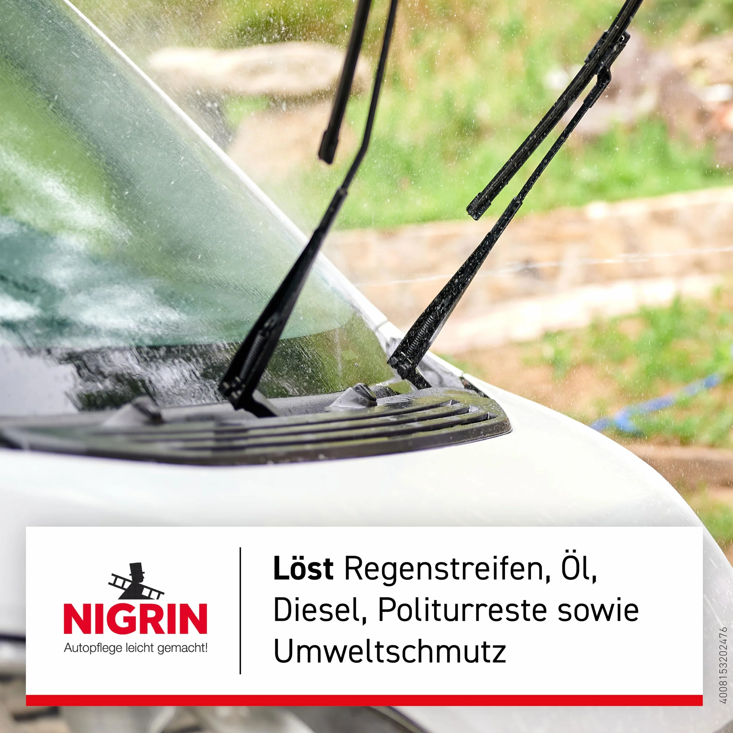 NIGRIN Caravan środek do usuwania smug deszczowych, do powierzchni lakierowanych i z tworzywa sztucznego oraz podłóg, usuwa smugi deszczowe, olej, olej napędowy, resztki politury, zabrudzenia uliczne i środowiskowe, 750 ml