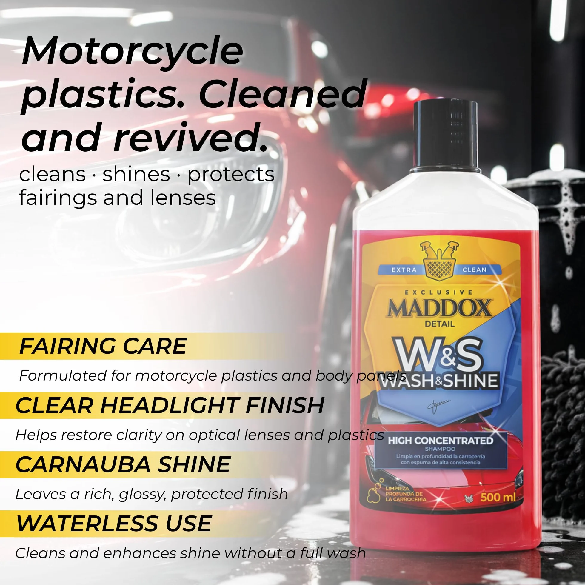 Maddox Detail Szampon samochodowy z woskiem Carnauba 500 ml Pianka do czyszczenia