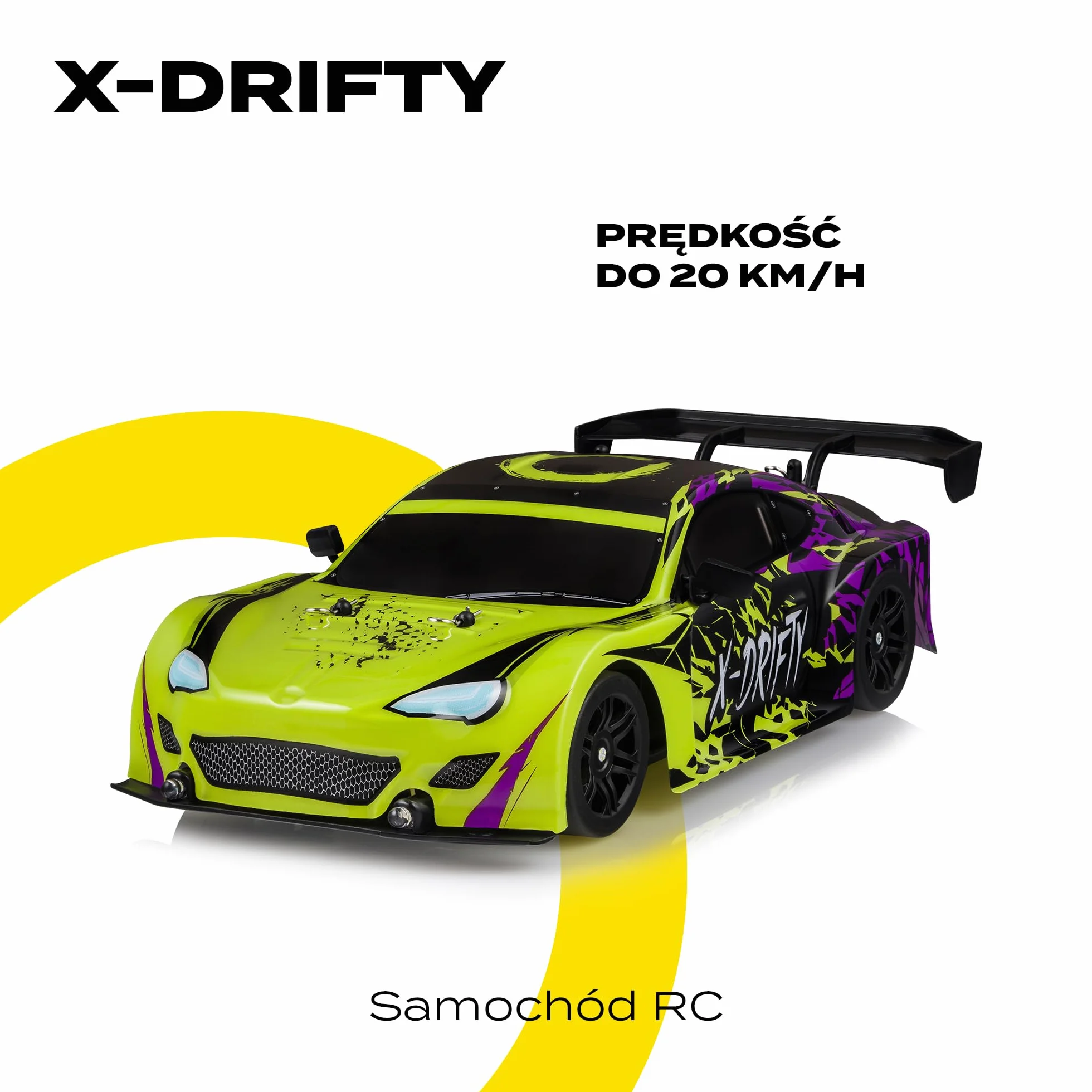 OVERMAX X-Drifty Zdalnie Sterowany Samochód RC dla Dzieci 3+, Auto do Driftu 1:16, 20 km/h, Zasięg do 80 m, napęd 4WD, 2 Baterie 500 mAh Zestaw Kół, Zestaw Przeszkód Naklejki