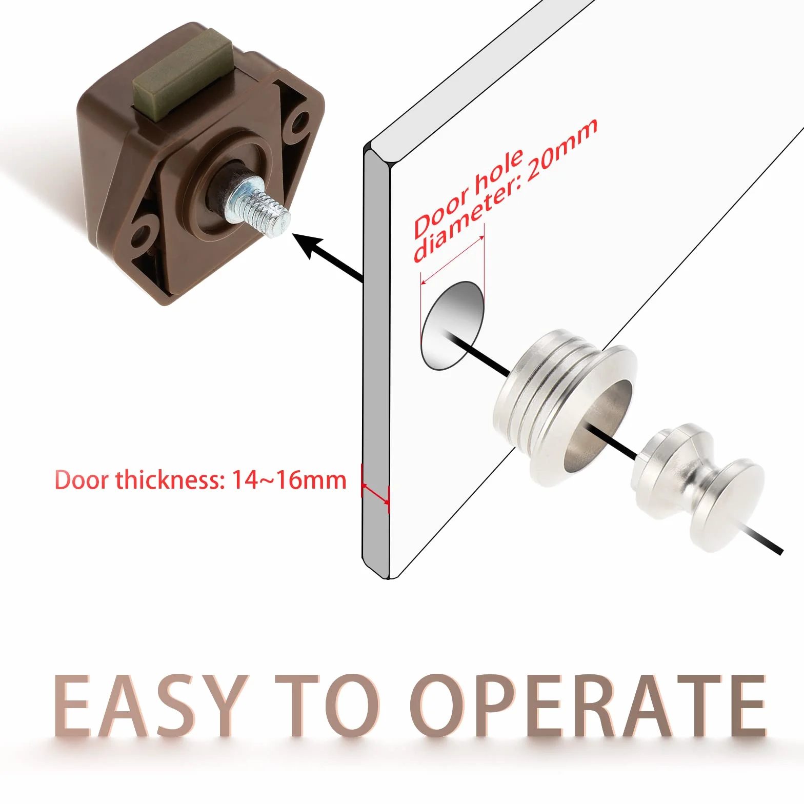 6 sztuk Push Lock Button Catch, Cabinet Lock Catch i Push Button Catch, blokada bez kluczy, do kamperów, jachtów, łodzi, szafek kempingowych, przyczep kempingowych (brązowa)