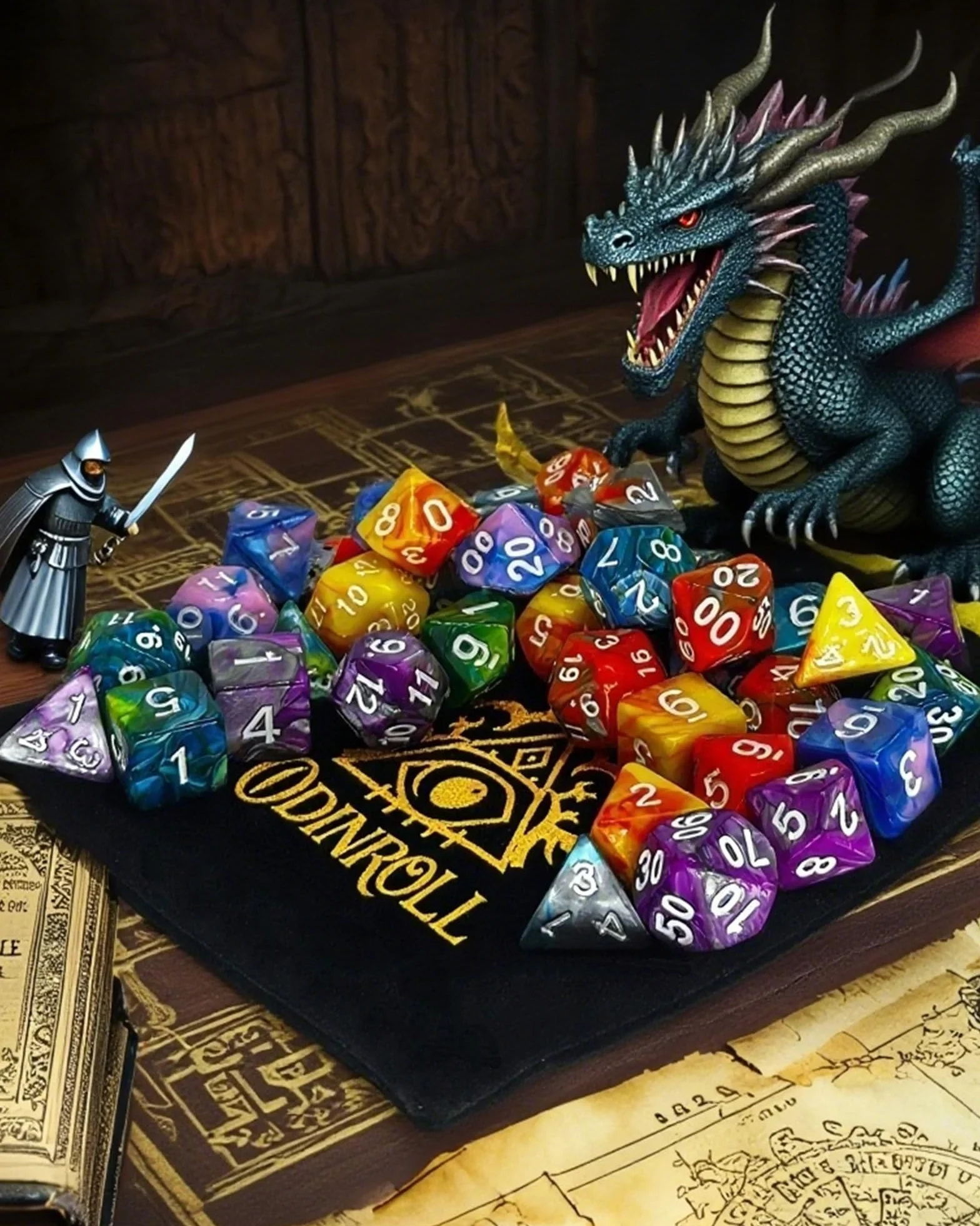 Wielościenne Kości RPG, 42 Sztuk – 6 Zestawy z torbą do przechowywania dla D&D, MTG oraz gier planszowych, Zawiera D20, D12, D8, D6, D4, D10 (0-9) i D10 (00-90)