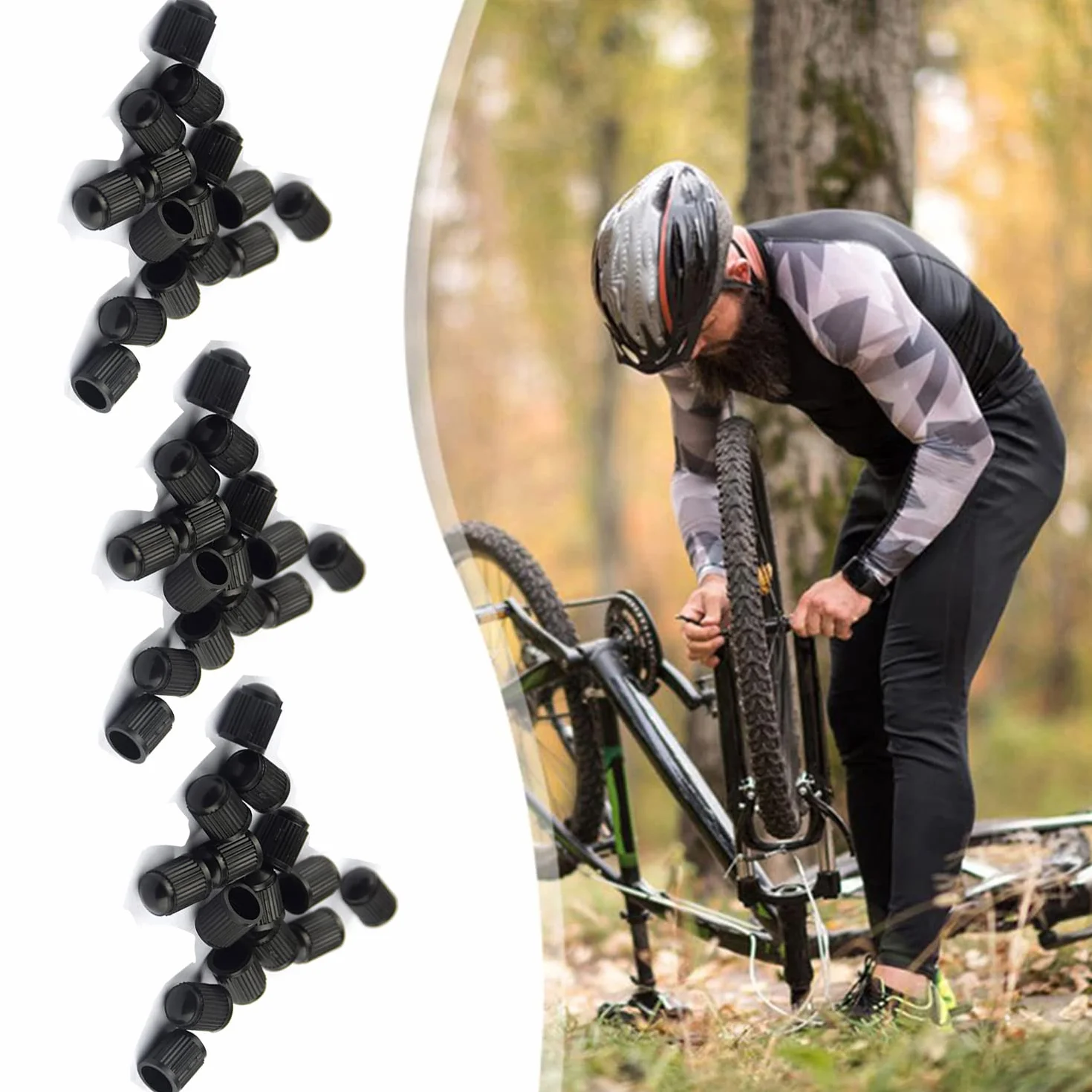 Korek zaworu samochodowego, 30 sztuk, plastikowy zawór do opon samochodowych z uszczelką do roweru, motocykla, ciężarówki (czarny)
