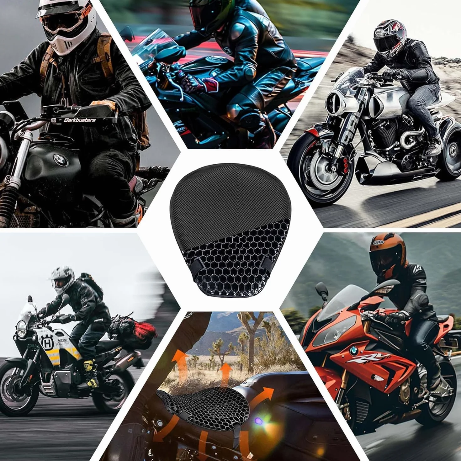 Poduszka żelowa do siedzenia motocyklowego składana amortyzująca wstrząsy