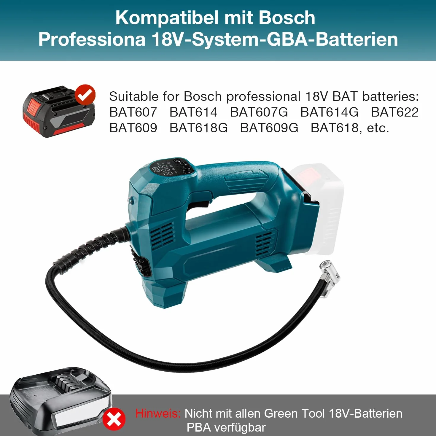 Sprężarka akumulatorowa Bosch Professional 18 V 150 PSI 10,3 bar przenośna do samochodu