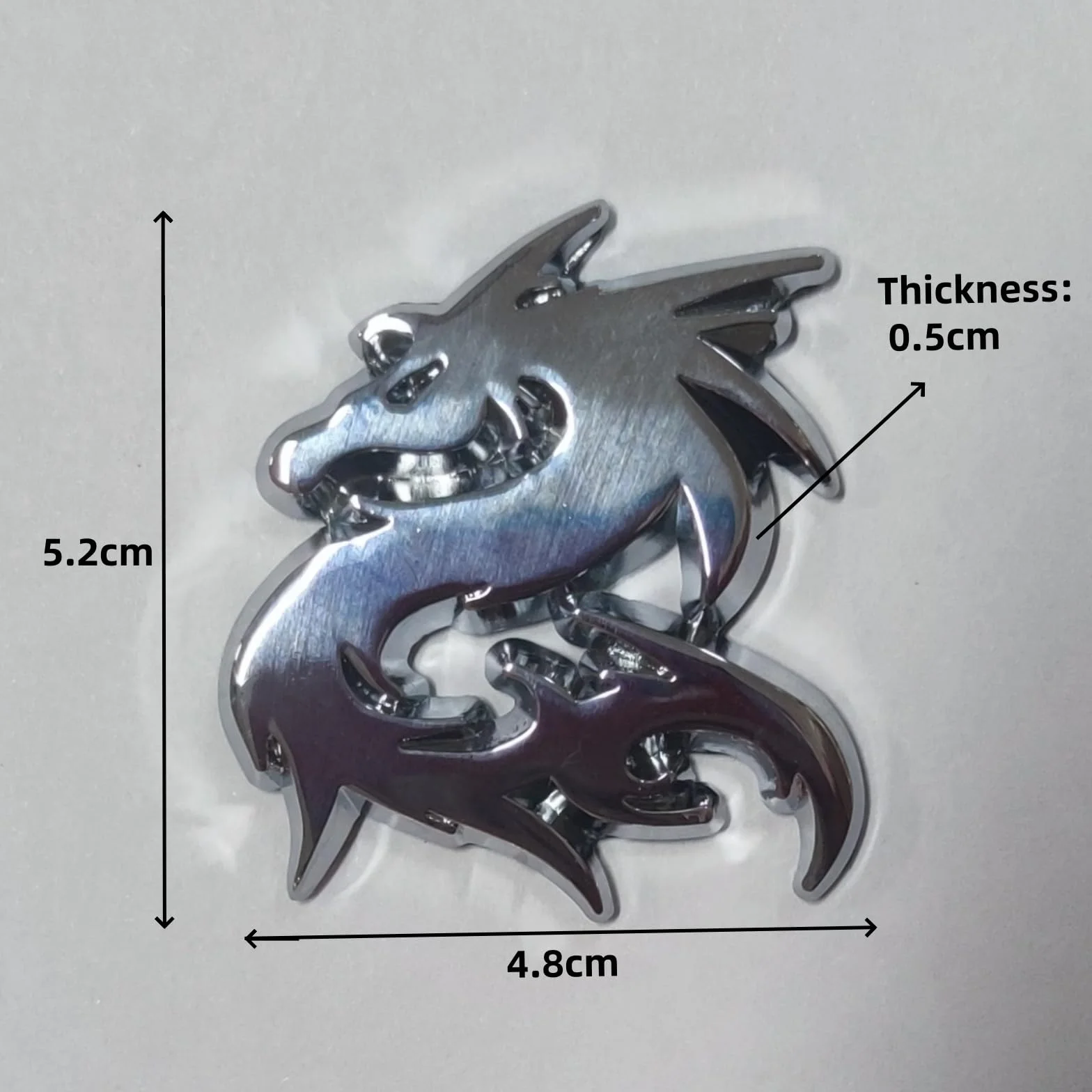 3D Naklejki Samochodowe I Ozdoby Motocyklowe Metalowy Emblemat, Smok, Srebrny